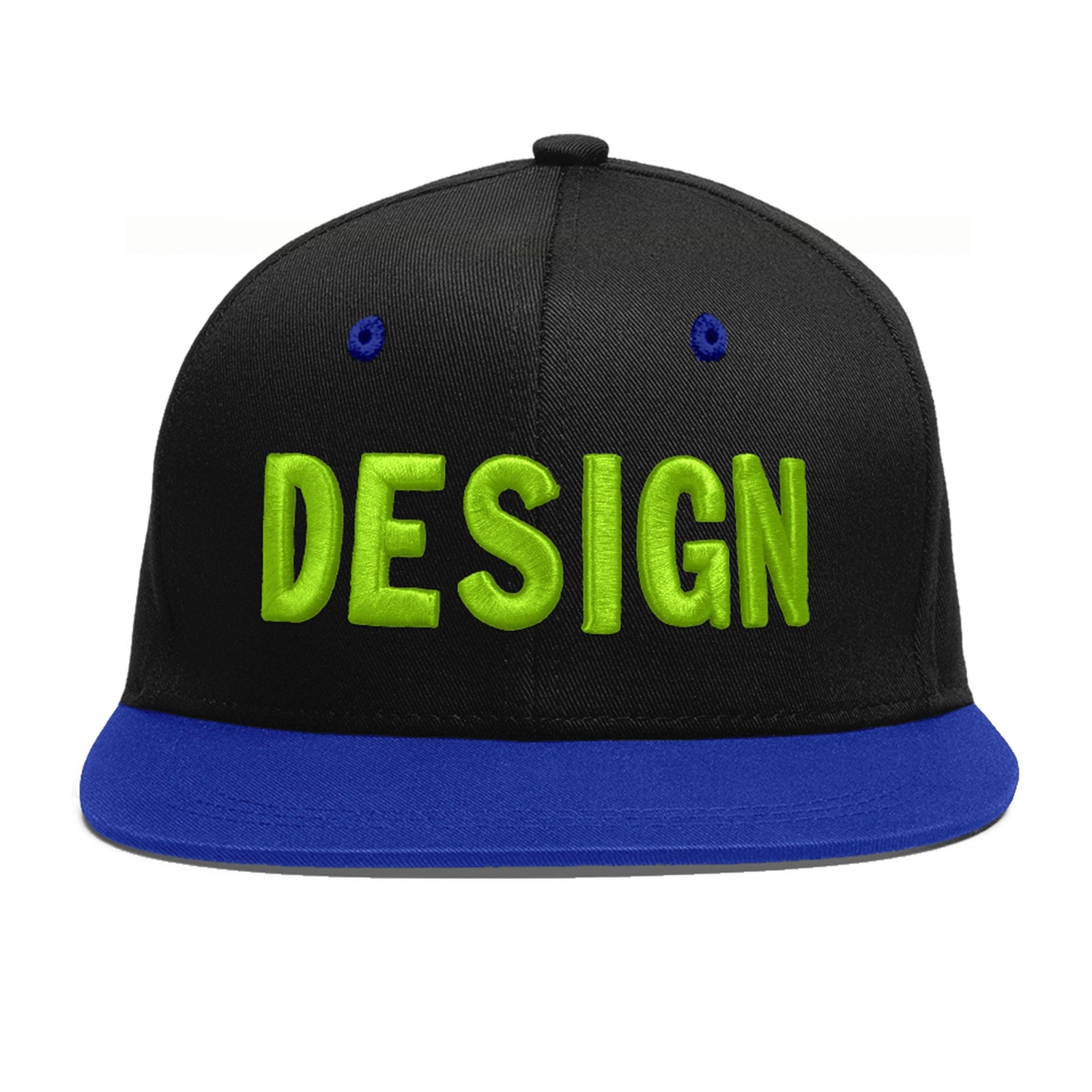 Custom Black Royal Blue 3D Puff Embroidery Flat Embroidery Casual Sport Baseball Cap