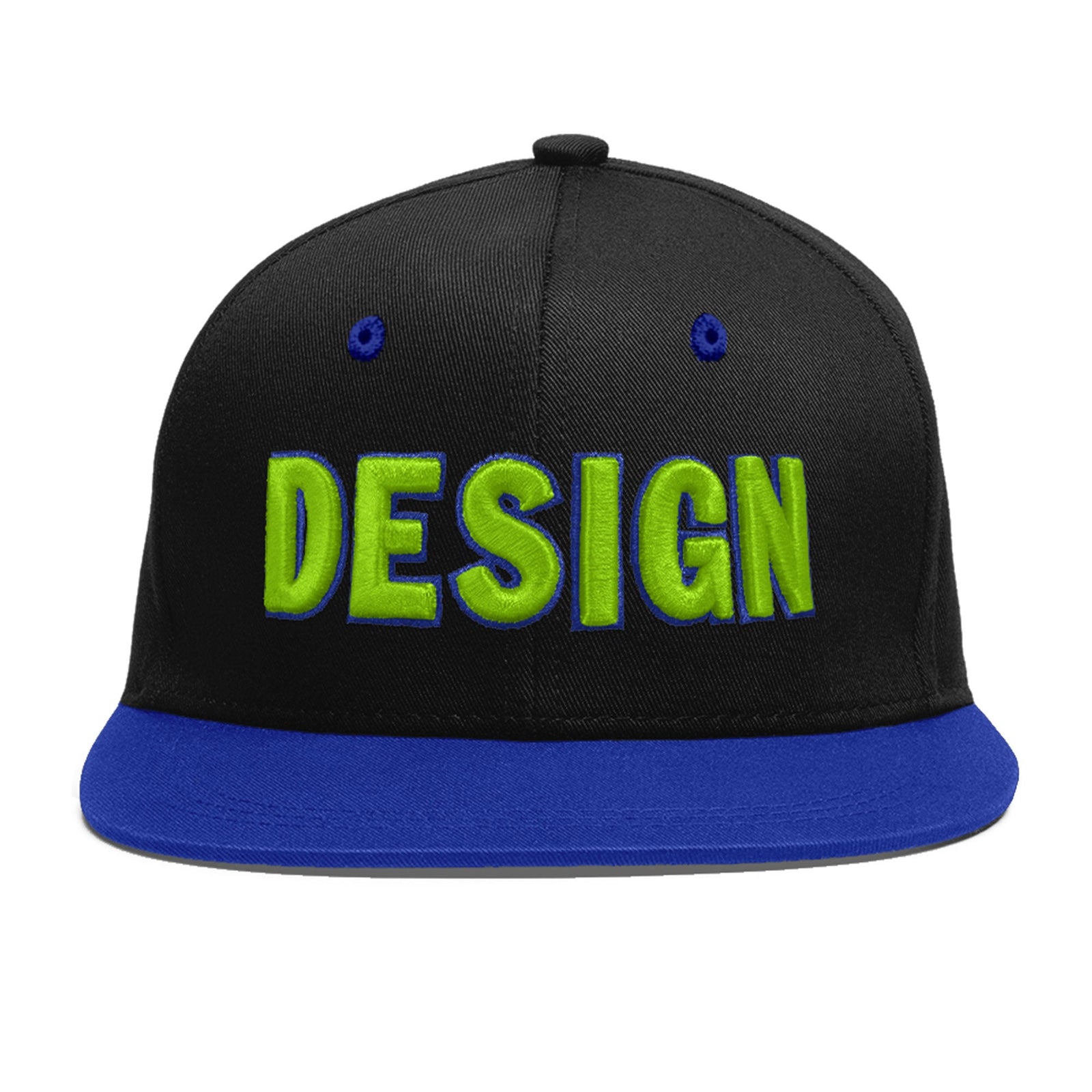 Custom Black Royal Blue 3D Puff Embroidery Flat Embroidery Casual Sport Baseball Cap