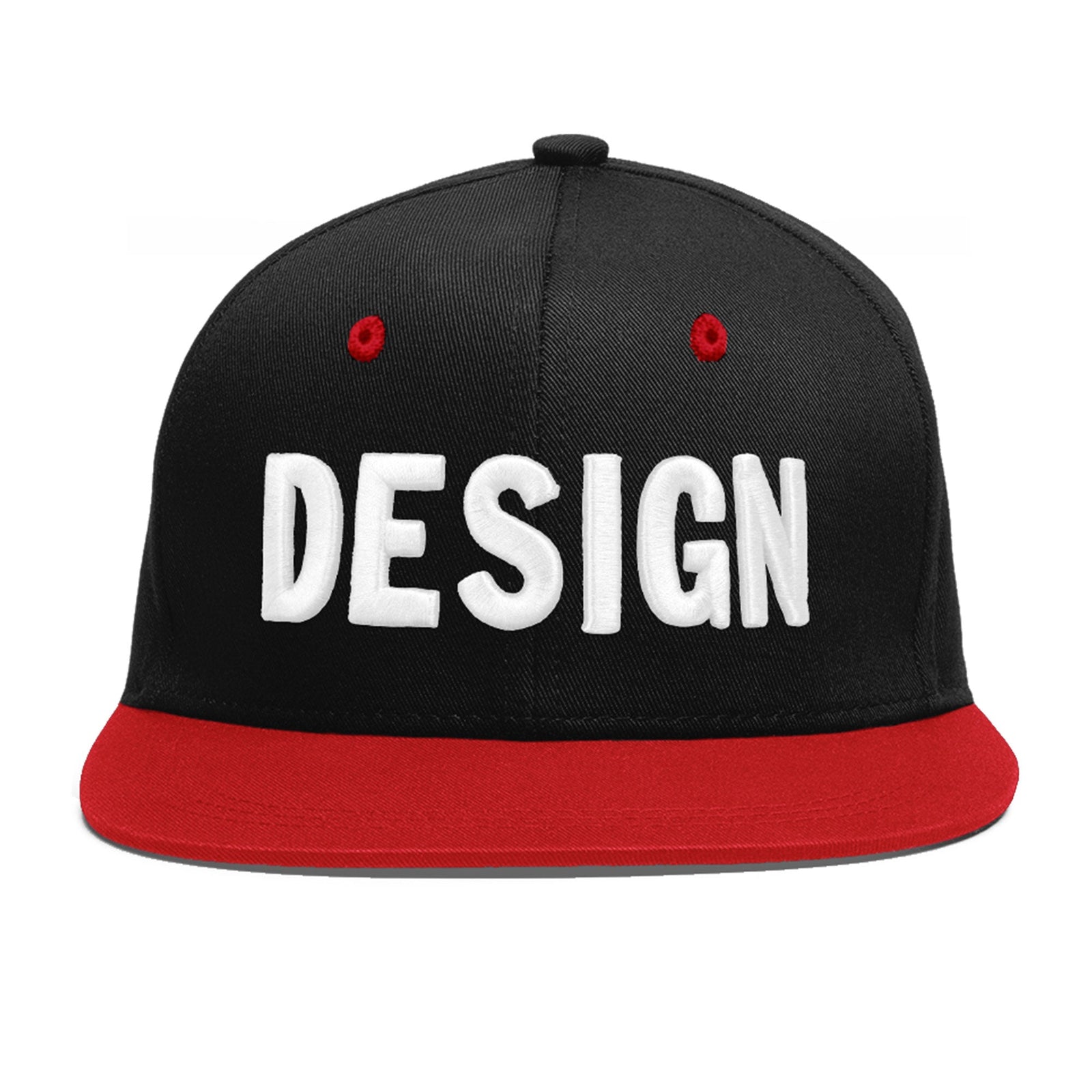 Custom Black Red 3D Puff Embroidery Flat Embroidery Casual Sport Baseball Cap