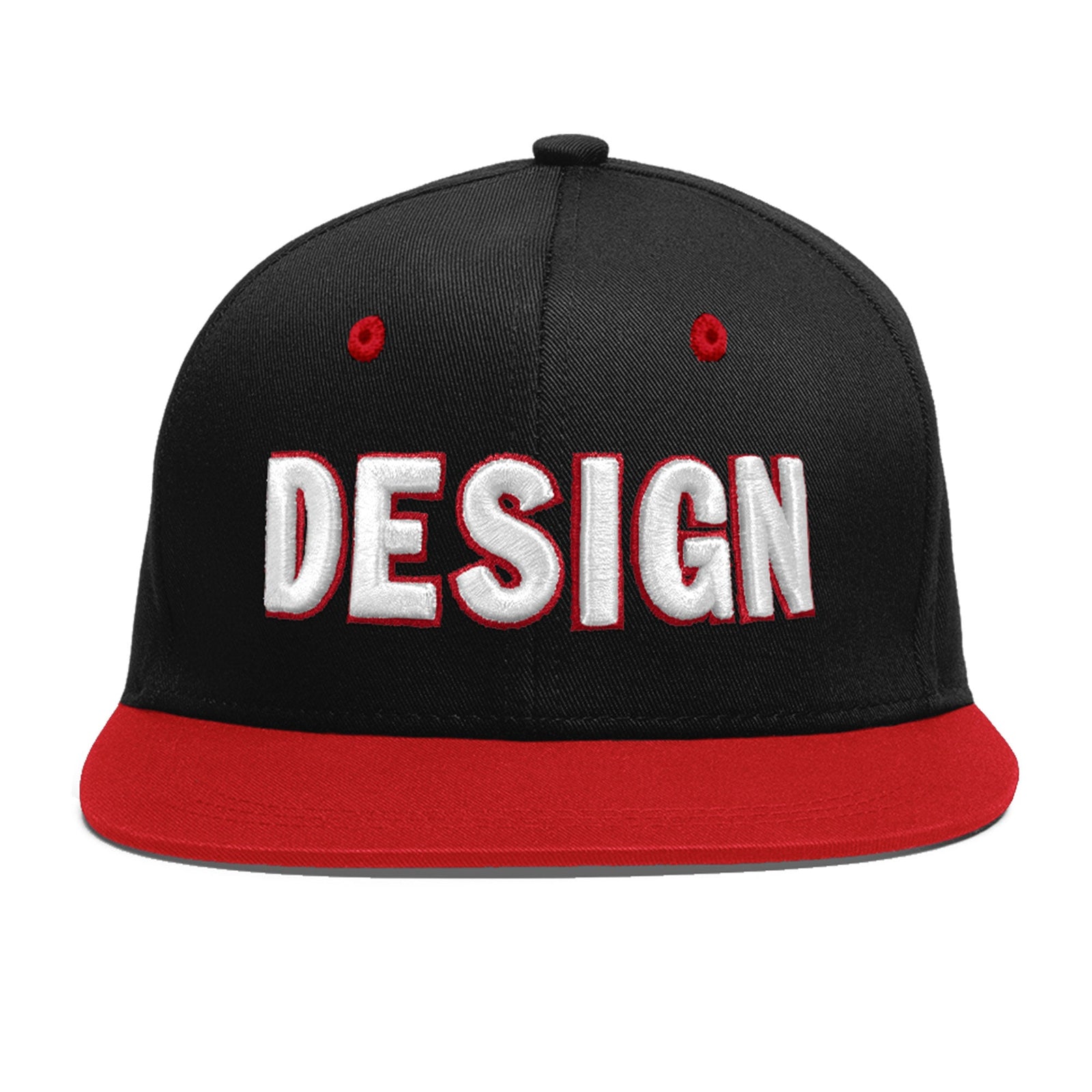 Custom Black Red 3D Puff Embroidery Flat Embroidery Casual Sport Baseball Cap