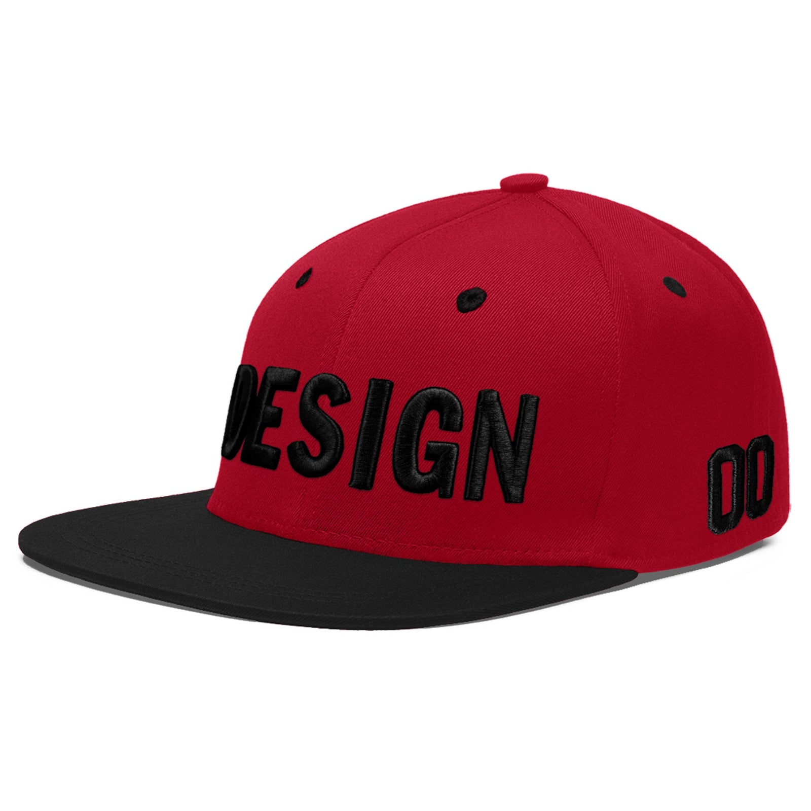 Custom Red Black 3D Puff Embroidery Flat Embroidery Casual Sport Baseball Cap