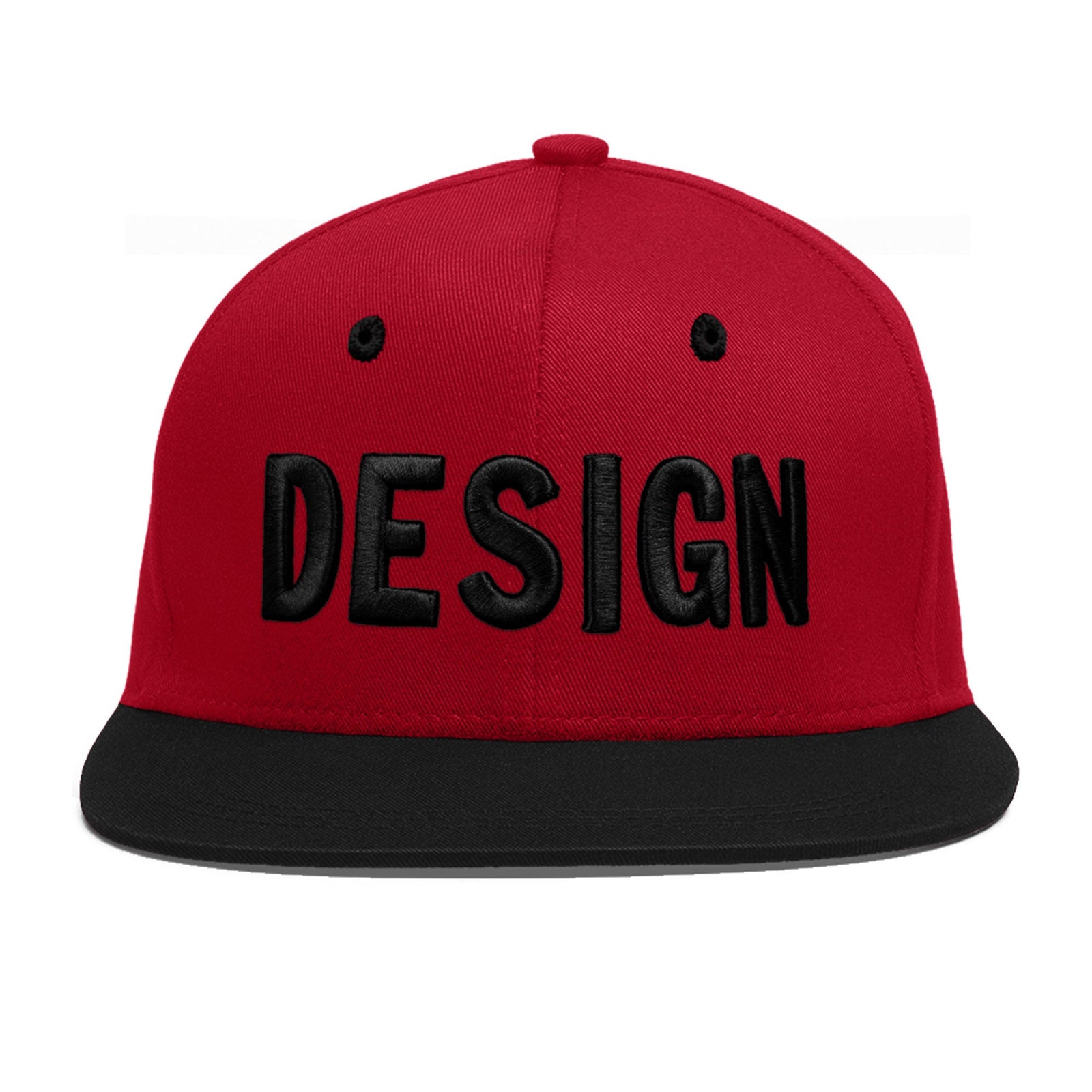 Custom Red Black 3D Puff Embroidery Flat Embroidery Casual Sport Baseball Cap