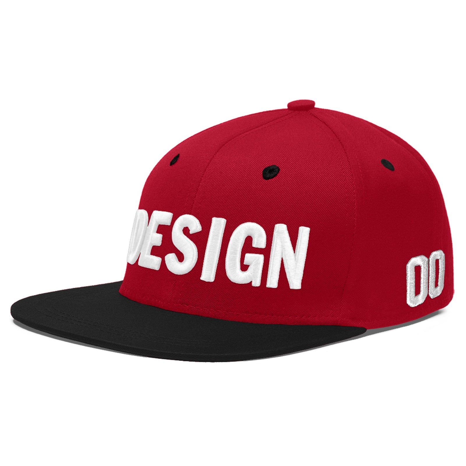 Custom Red Black 3D Puff Embroidery Flat Embroidery Casual Sport Baseball Cap