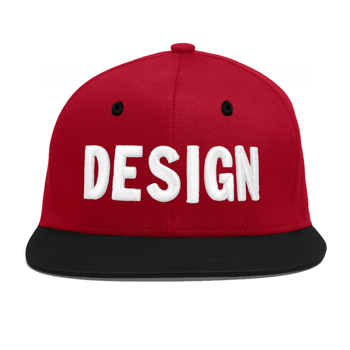 Custom Red Black 3D Puff Embroidery Flat Embroidery Casual Sport Baseball Cap