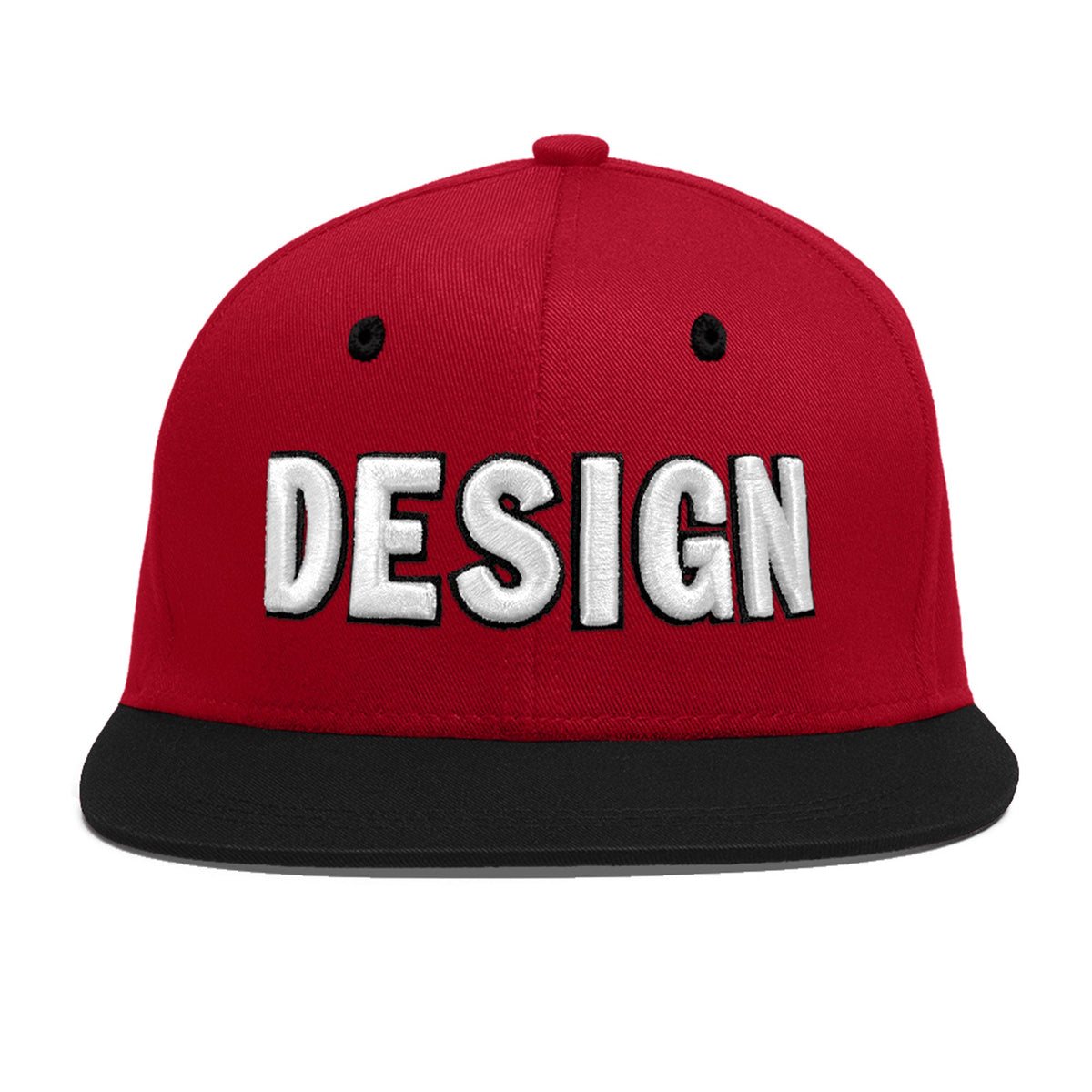 Custom Red Black 3D Puff Embroidery Flat Embroidery Casual Sport Baseball Cap