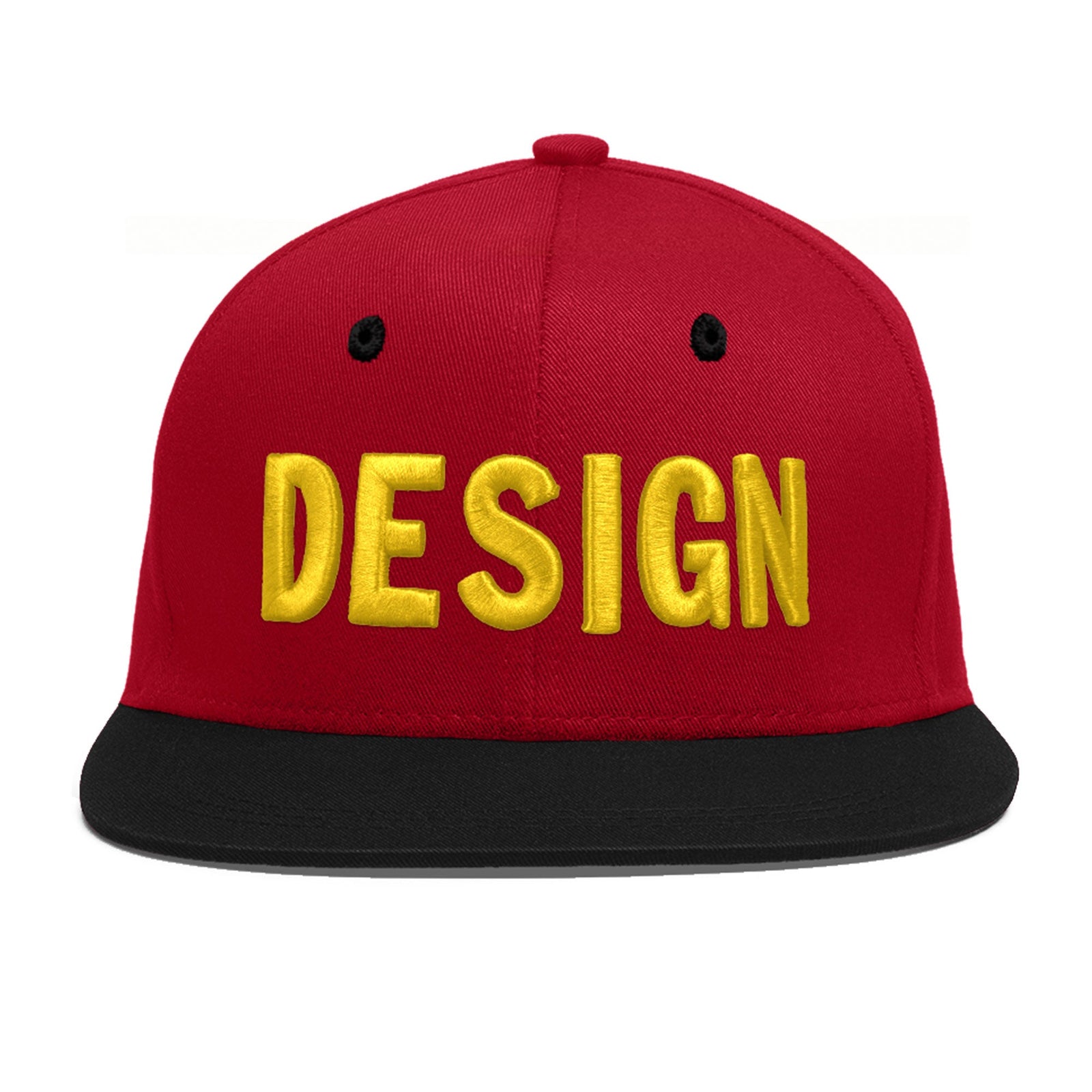 Custom Red Black 3D Puff Embroidery Flat Embroidery Casual Sport Baseball Cap