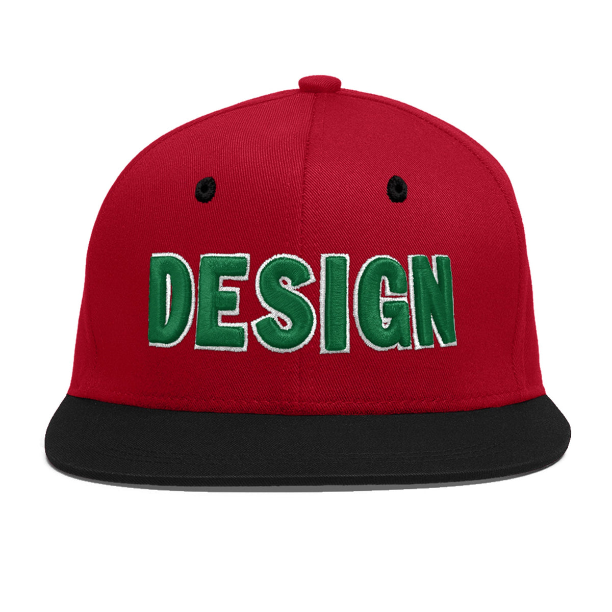 Custom Red Black 3D Puff Embroidery Flat Embroidery Casual Sport Baseball Cap