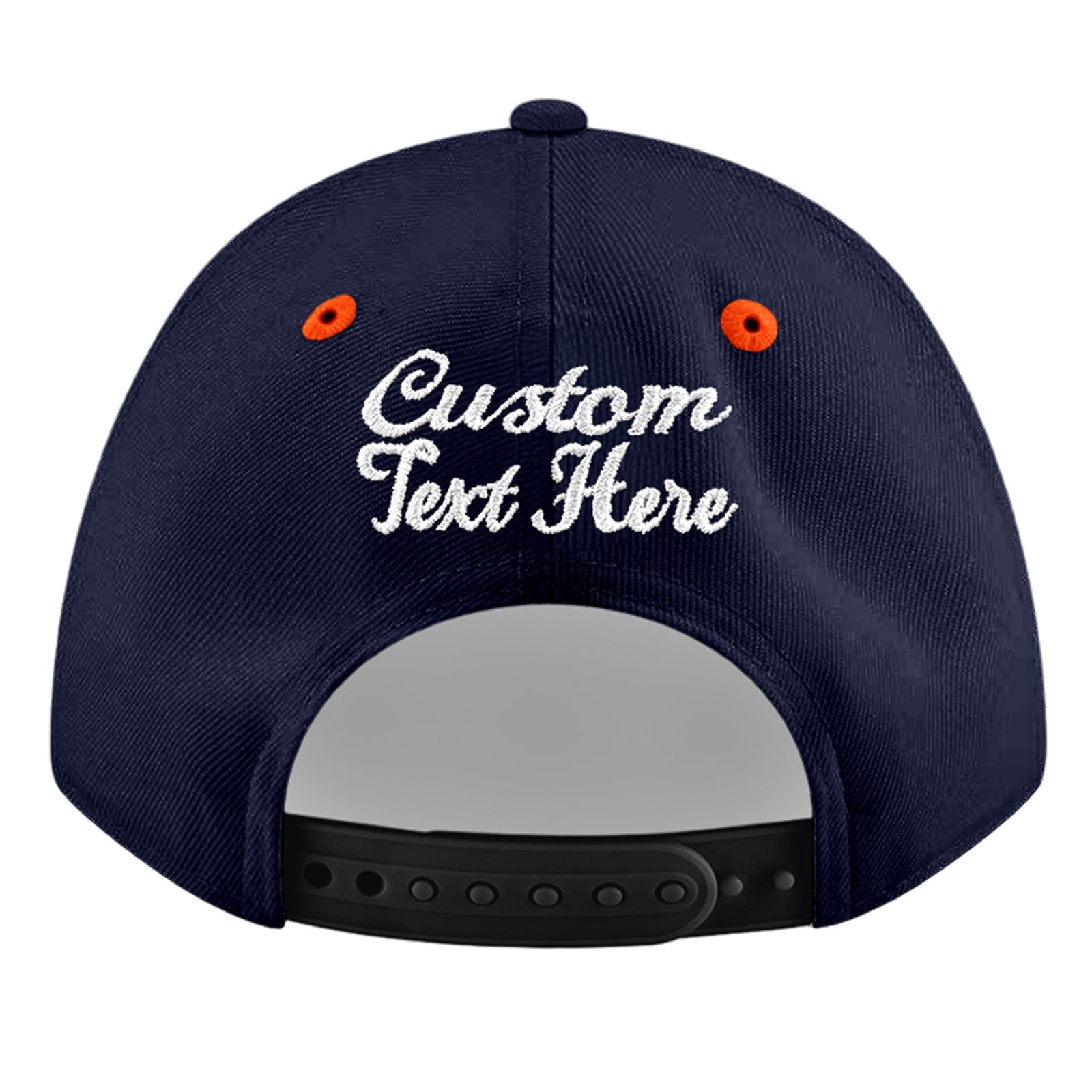 Custom Navy Orange 3D Puff Embroidery Flat Embroidery Casual Sport Baseball Cap
