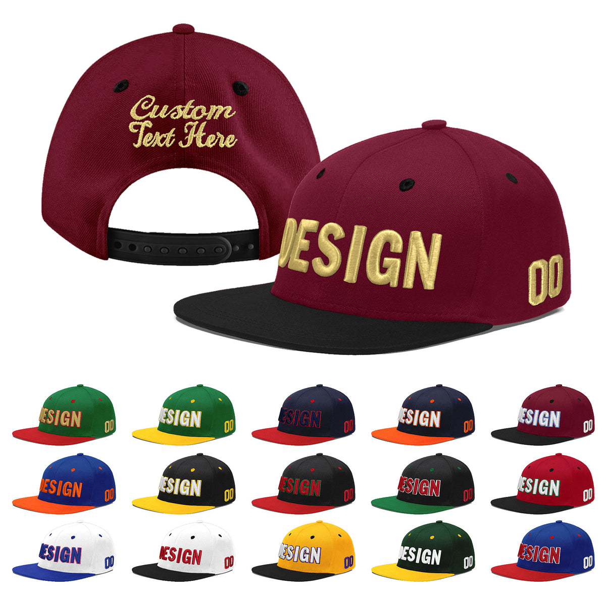 Custom Navy Orange 3D Puff Embroidery Flat Embroidery Casual Sport Baseball Cap