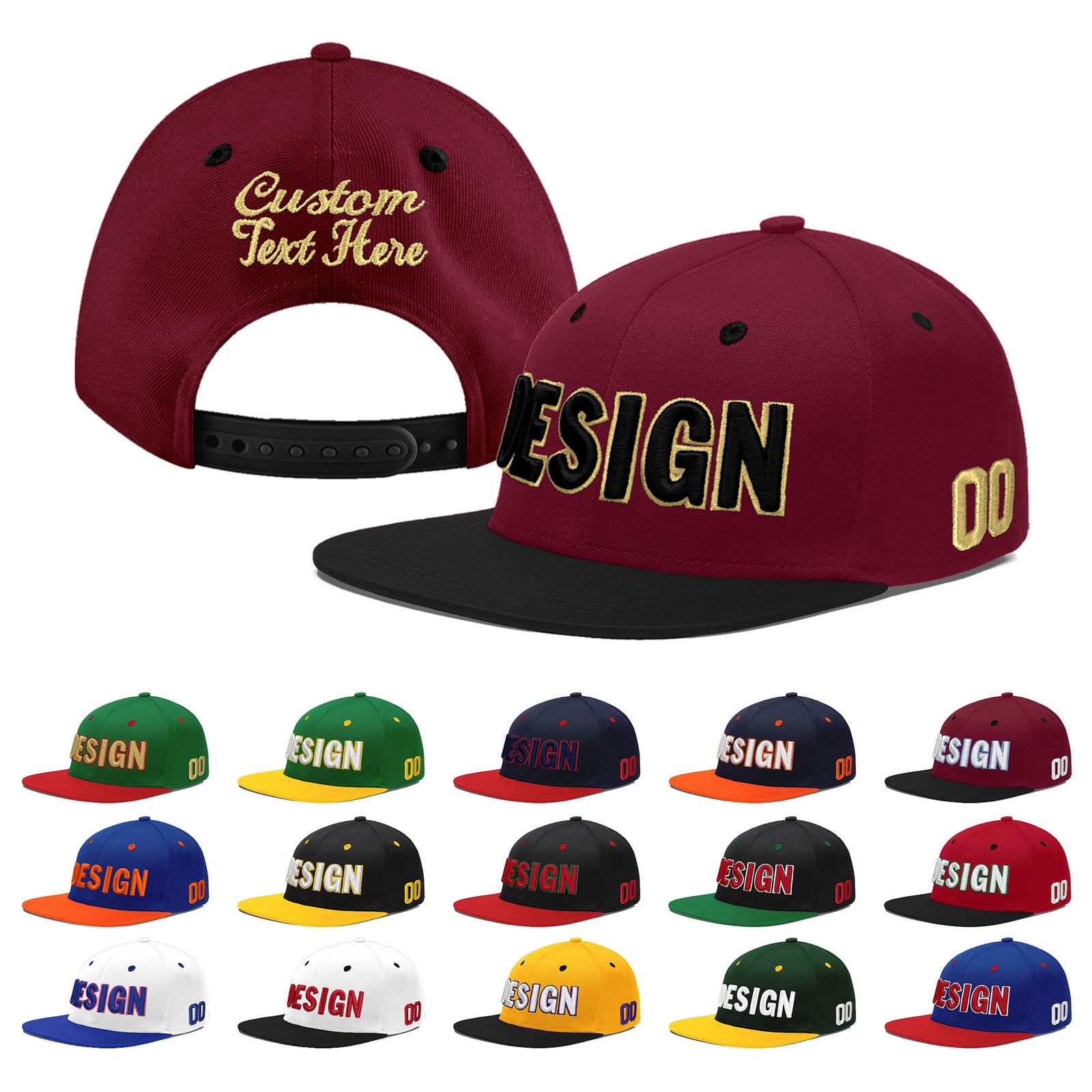 Custom Navy Orange 3D Puff Embroidery Flat Embroidery Casual Sport Baseball Cap
