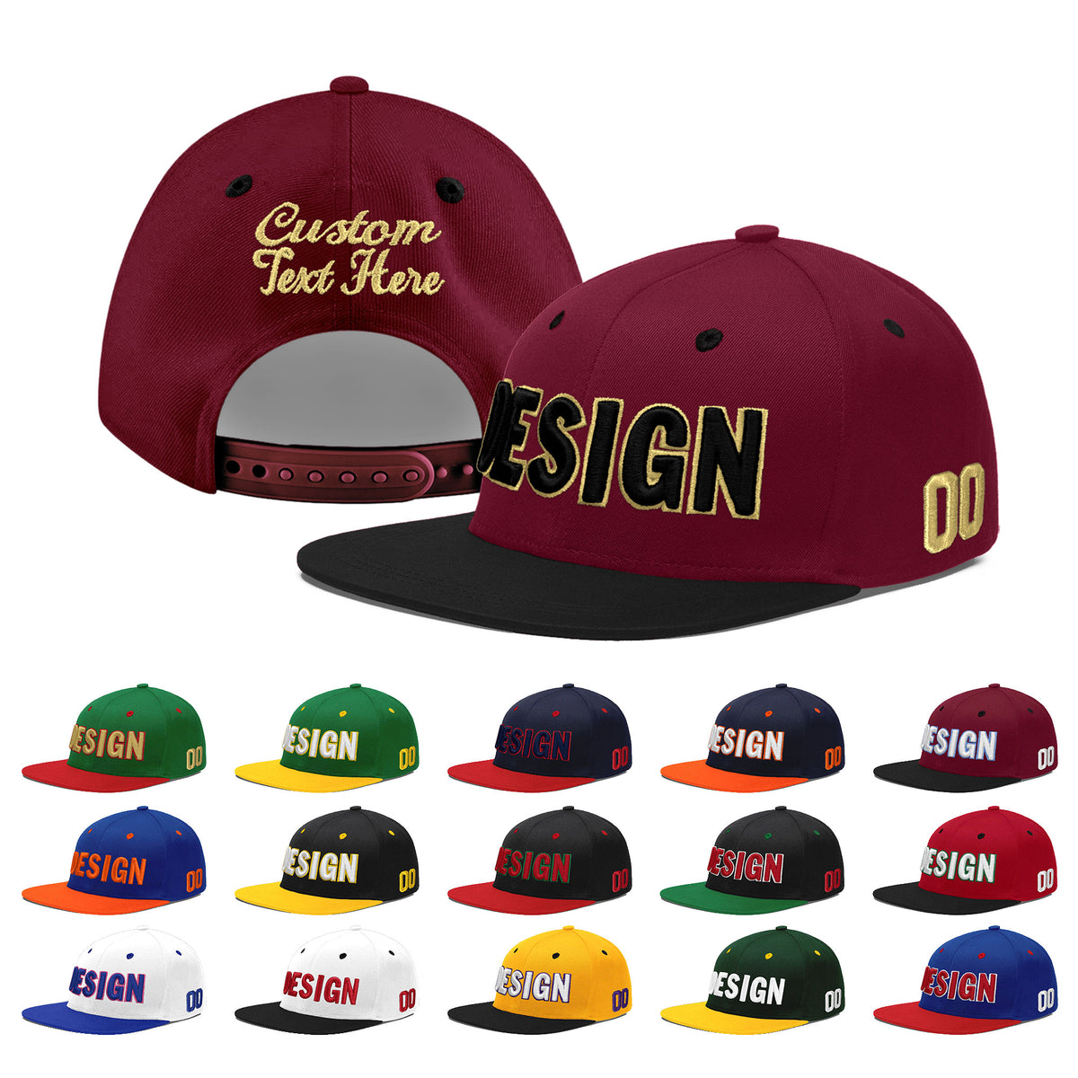 Custom Navy Orange 3D Puff Embroidery Flat Embroidery Casual Sport Baseball Cap