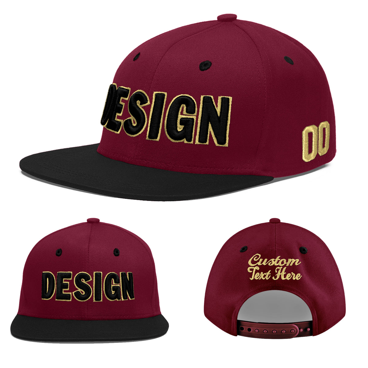 Custom Navy Orange 3D Puff Embroidery Flat Embroidery Casual Sport Baseball Cap