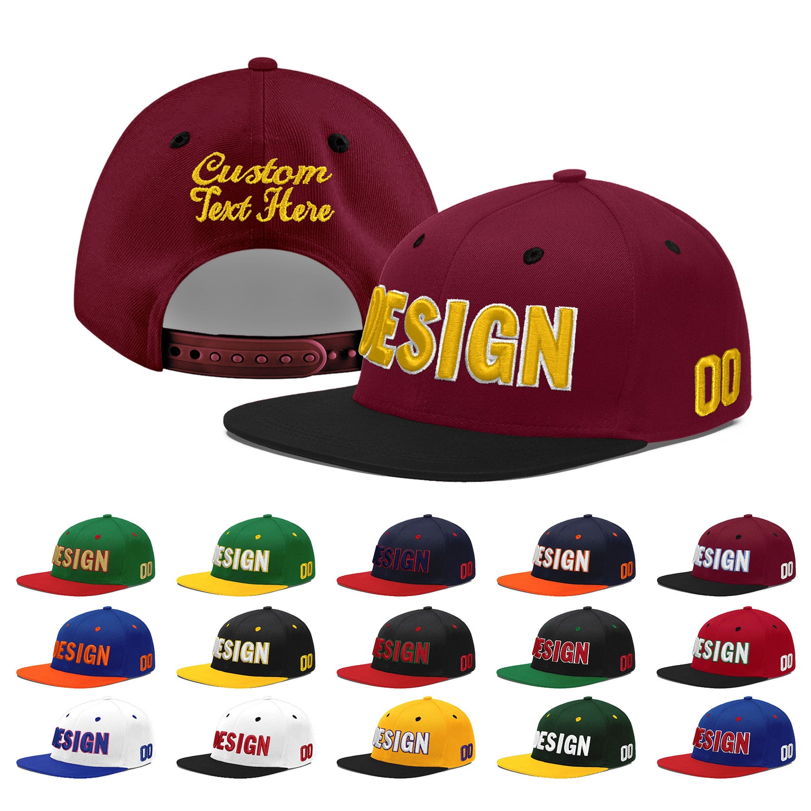 Custom Navy Orange 3D Puff Embroidery Flat Embroidery Casual Sport Baseball Cap