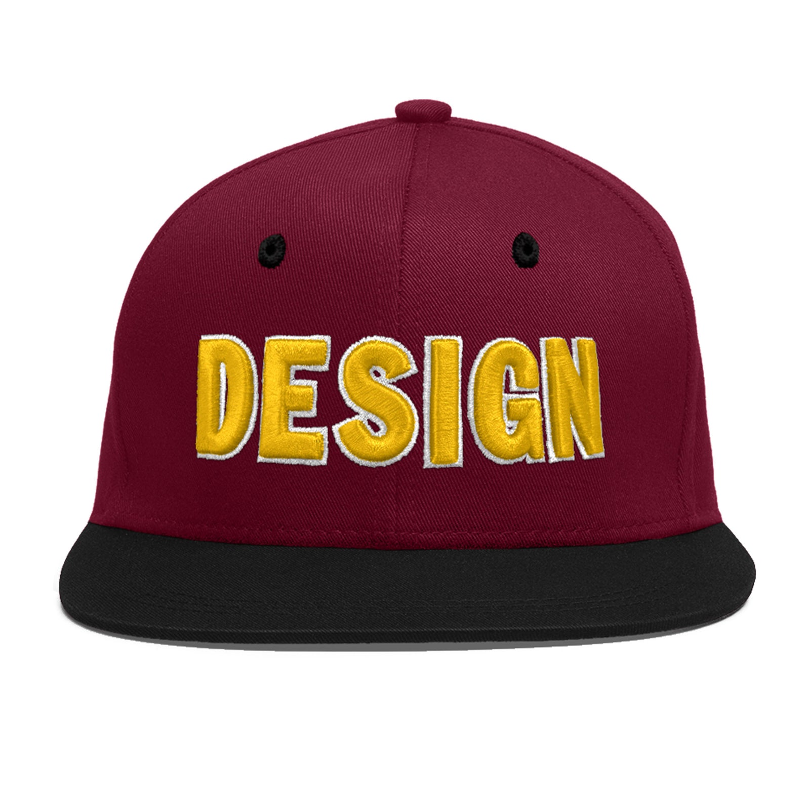 Custom Navy Orange 3D Puff Embroidery Flat Embroidery Casual Sport Baseball Cap
