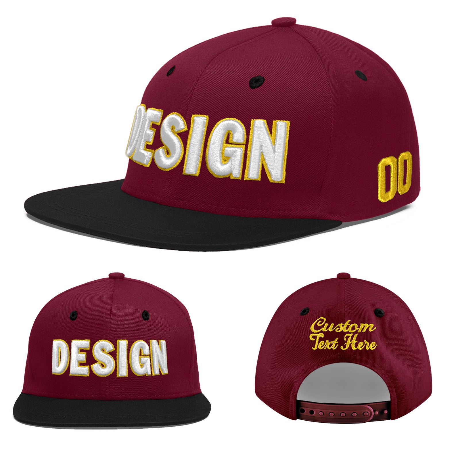 Custom Navy Orange 3D Puff Embroidery Flat Embroidery Casual Sport Baseball Cap