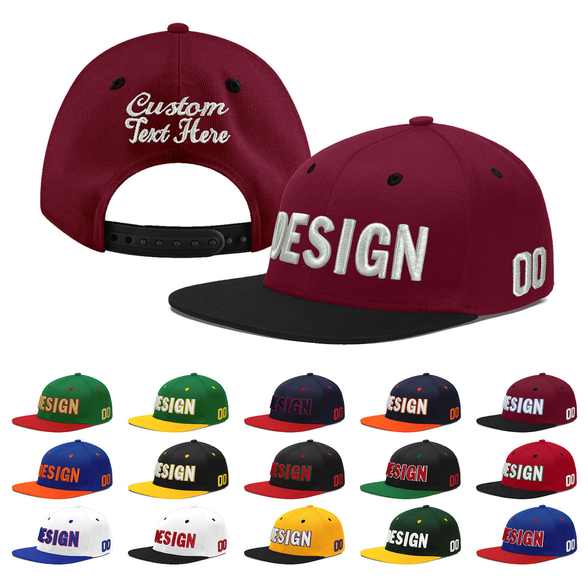 Custom Navy Orange 3D Puff Embroidery Flat Embroidery Casual Sport Baseball Cap