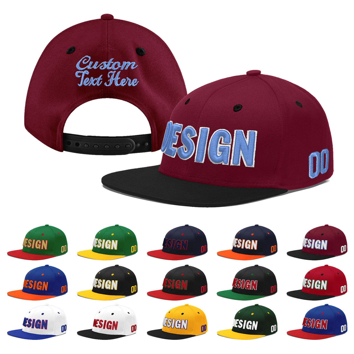Custom Navy Orange 3D Puff Embroidery Flat Embroidery Casual Sport Baseball Cap