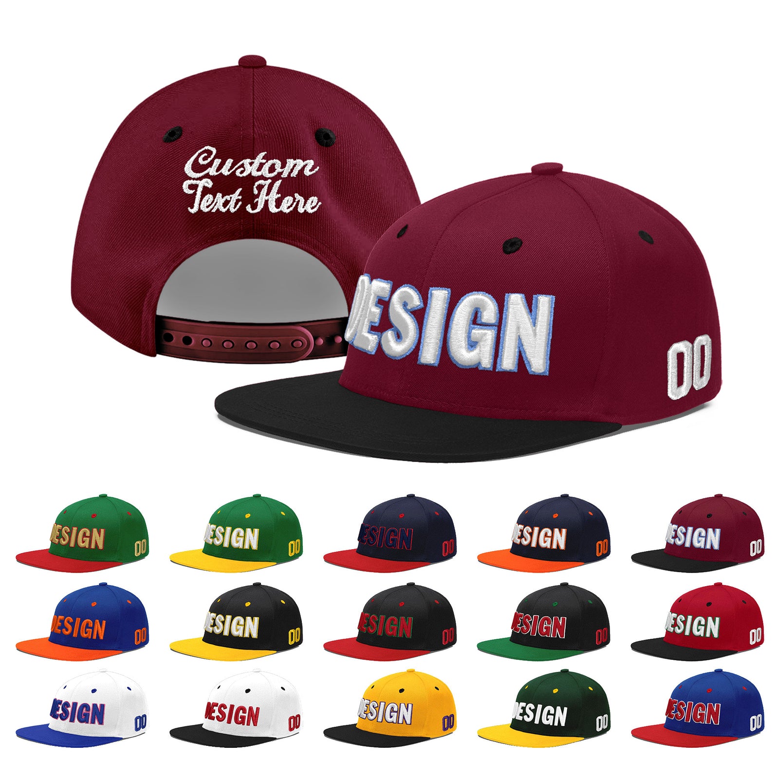 Custom Navy Orange 3D Puff Embroidery Flat Embroidery Casual Sport Baseball Cap