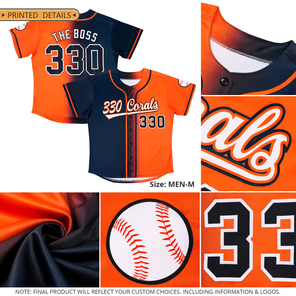 Custom Orange White Gradient Fashion Authentic Baseball Jersey