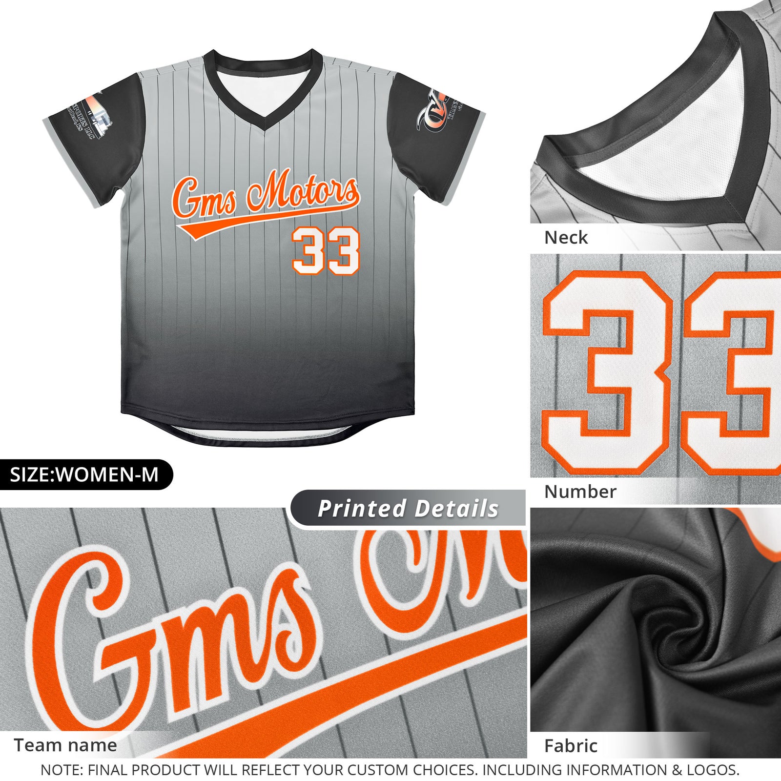 Custom Gray Dark Gray-White Gradient Fashion Authentic Pullover Pinstripe Baseball Jersey