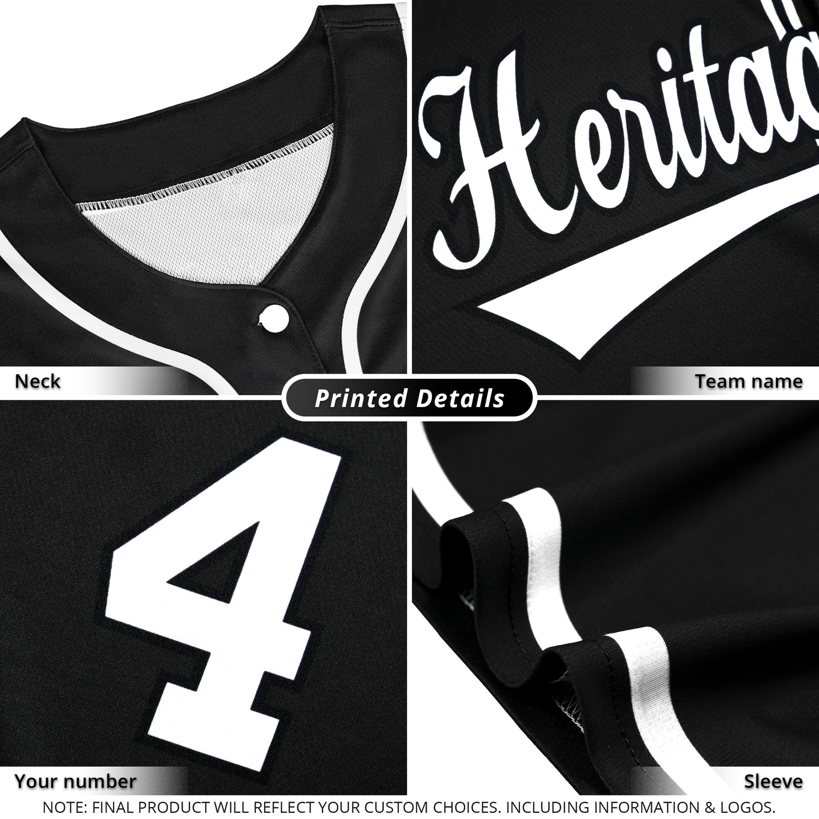 black and grey baseball jersey