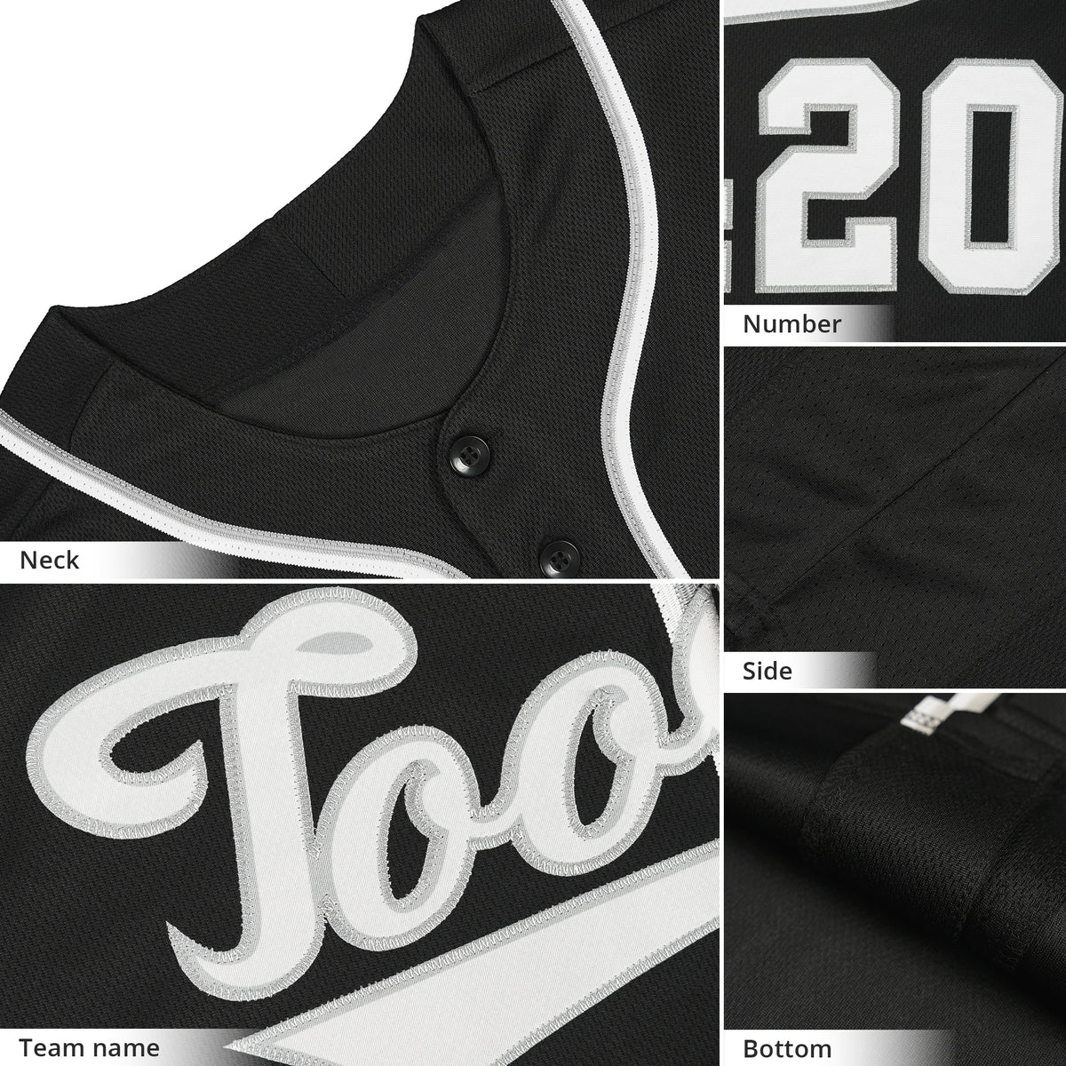 Custom Black Gray-White Classic Style Authentic Baseball Jersey