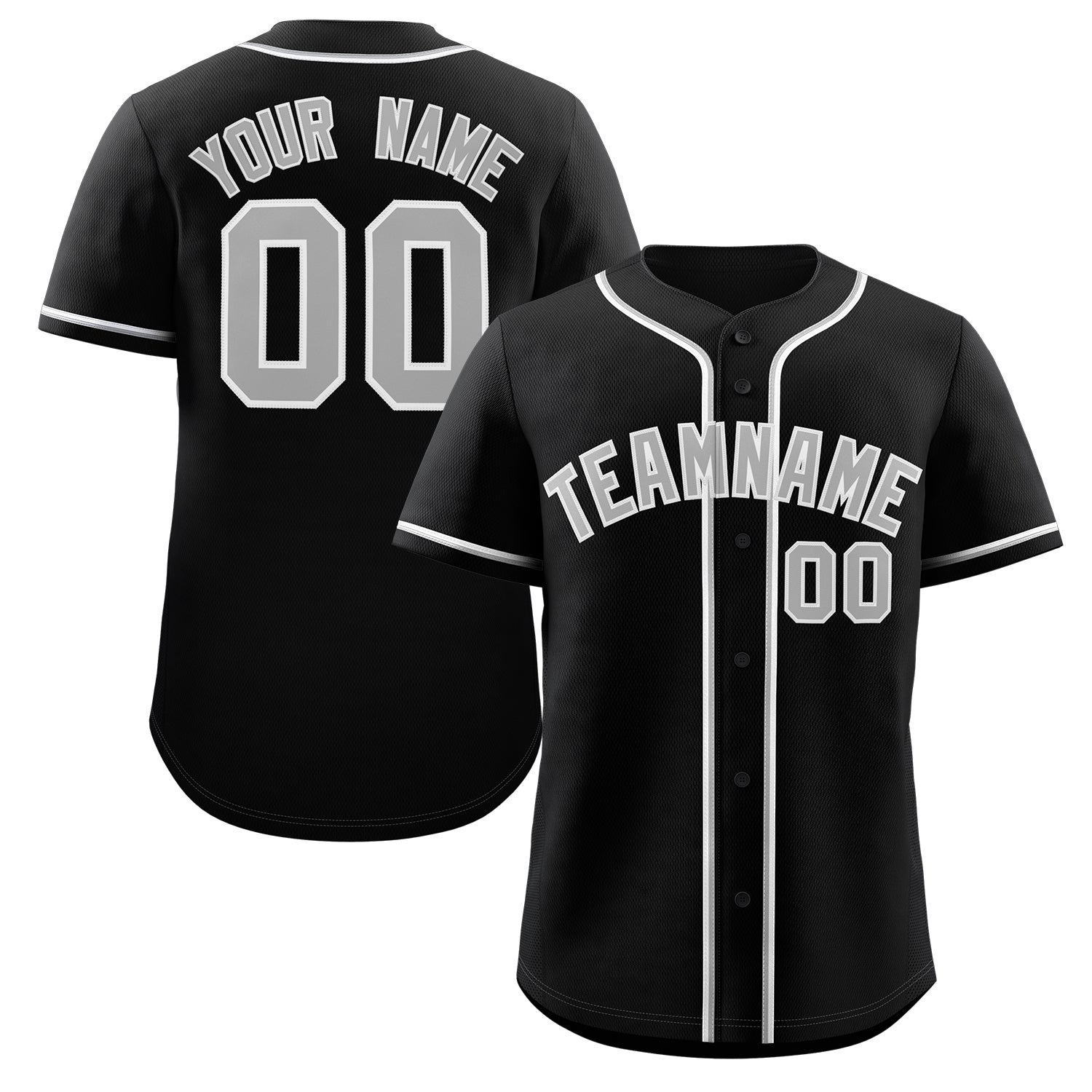 Custom Black Gray-White Classic Style Authentic Baseball Jersey