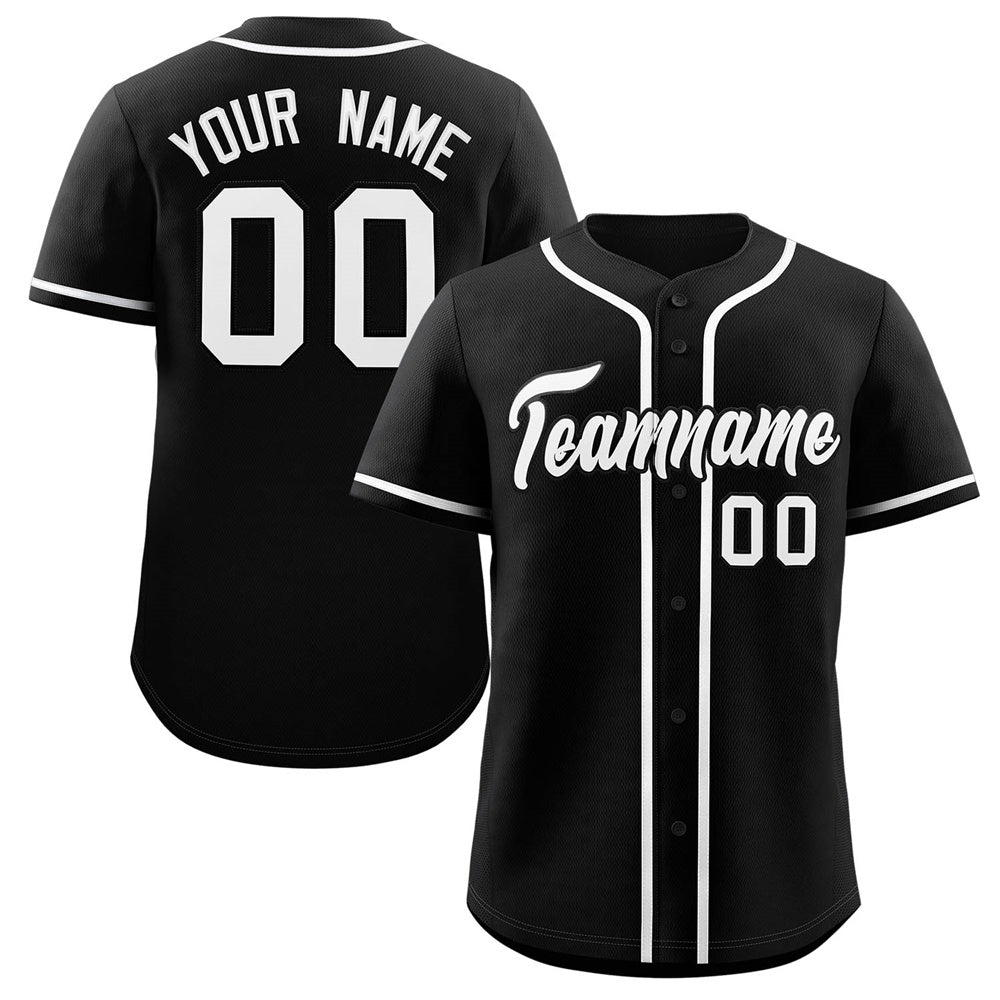 Custom Black White Classic Style Authentic Baseball Jersey