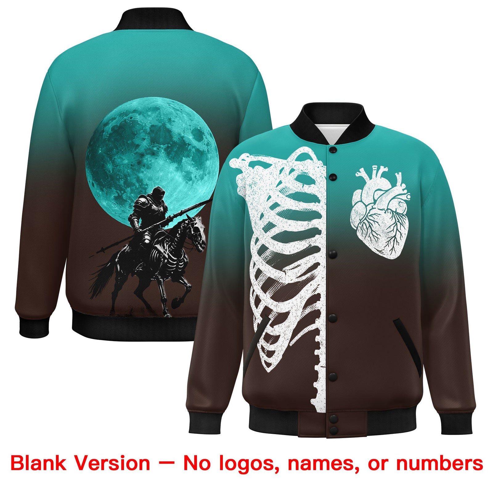 Custom Aqua Brown Black skeleton Halloween Graffiti Pattern Stretch Fabric Jacket| KXKSHOP