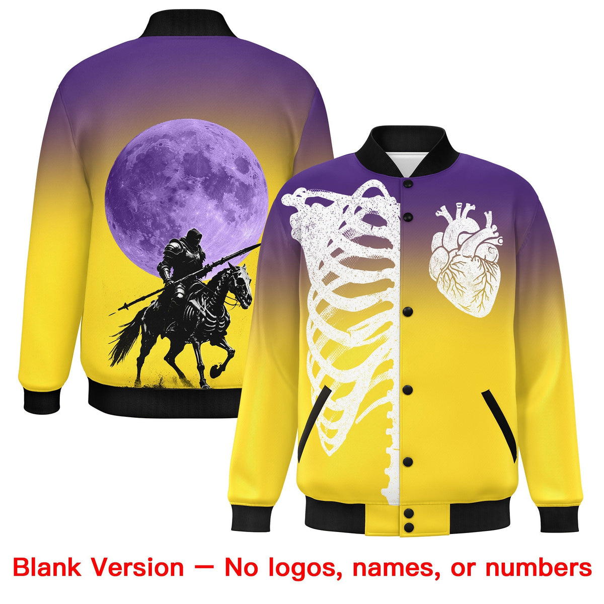 Custom Purple Gold Black skeleton Halloween Graffiti Pattern Moisture-Wicking Jacket| KXKSHOP