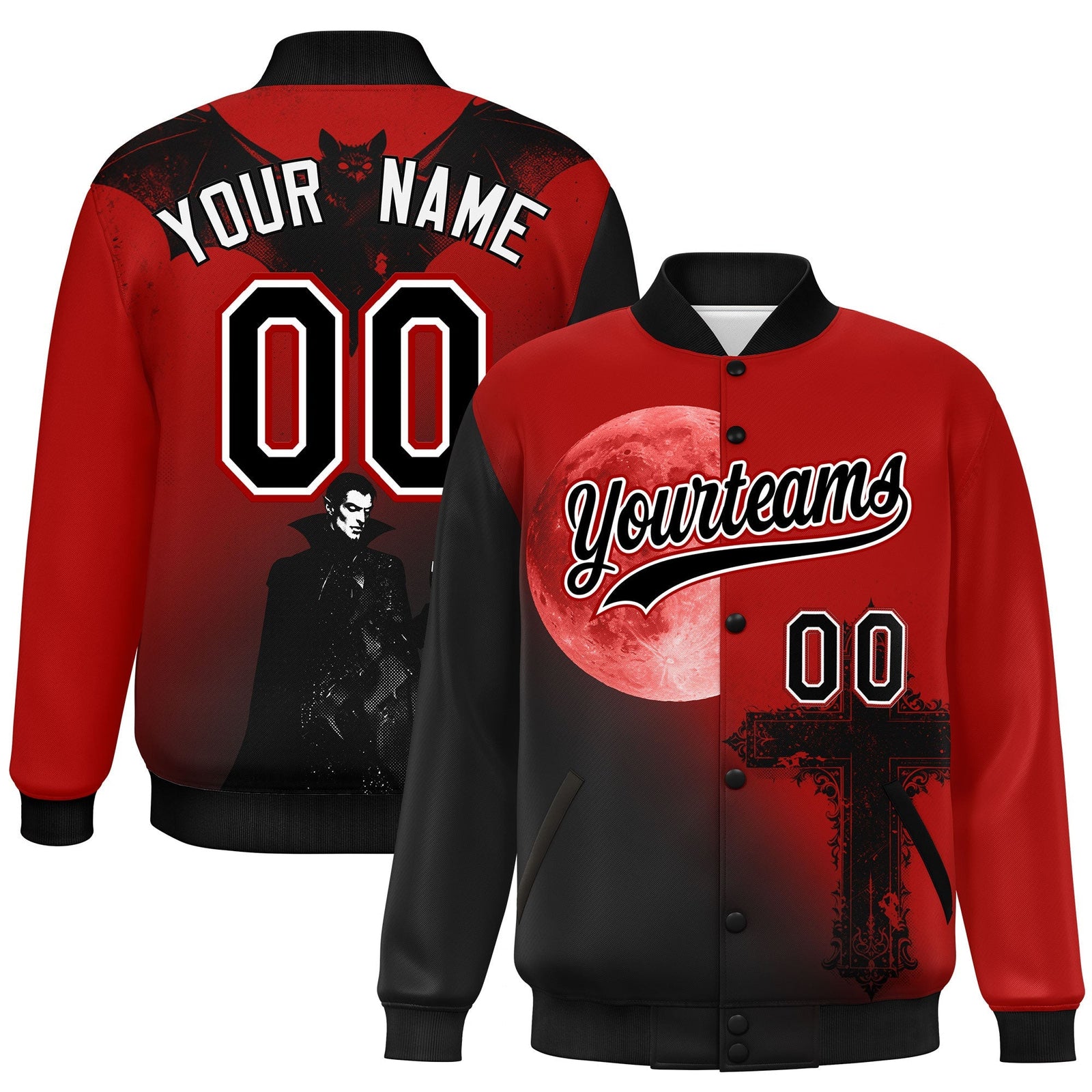 Custom Red Black White skeleton Halloween Graffiti Pattern Moisture-Wicking Jacket| KXKSHOP
