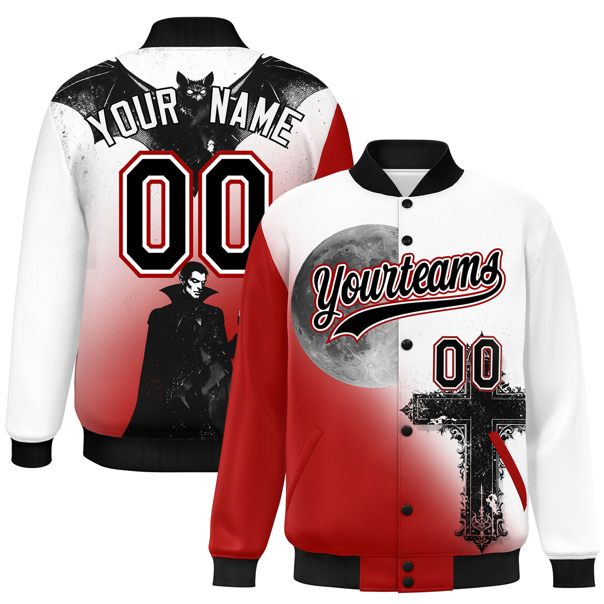 Custom White Red Black skeleton Halloween Graffiti Pattern Moisture-Wicking Jacket| KXKSHOP