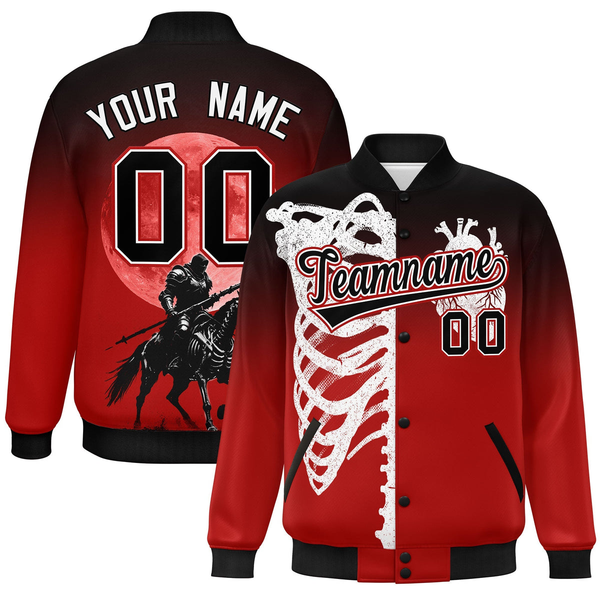 Custom Black Red White skeleton Halloween Graffiti Pattern Moisture-Wicking Jacket| KXKSHOP
