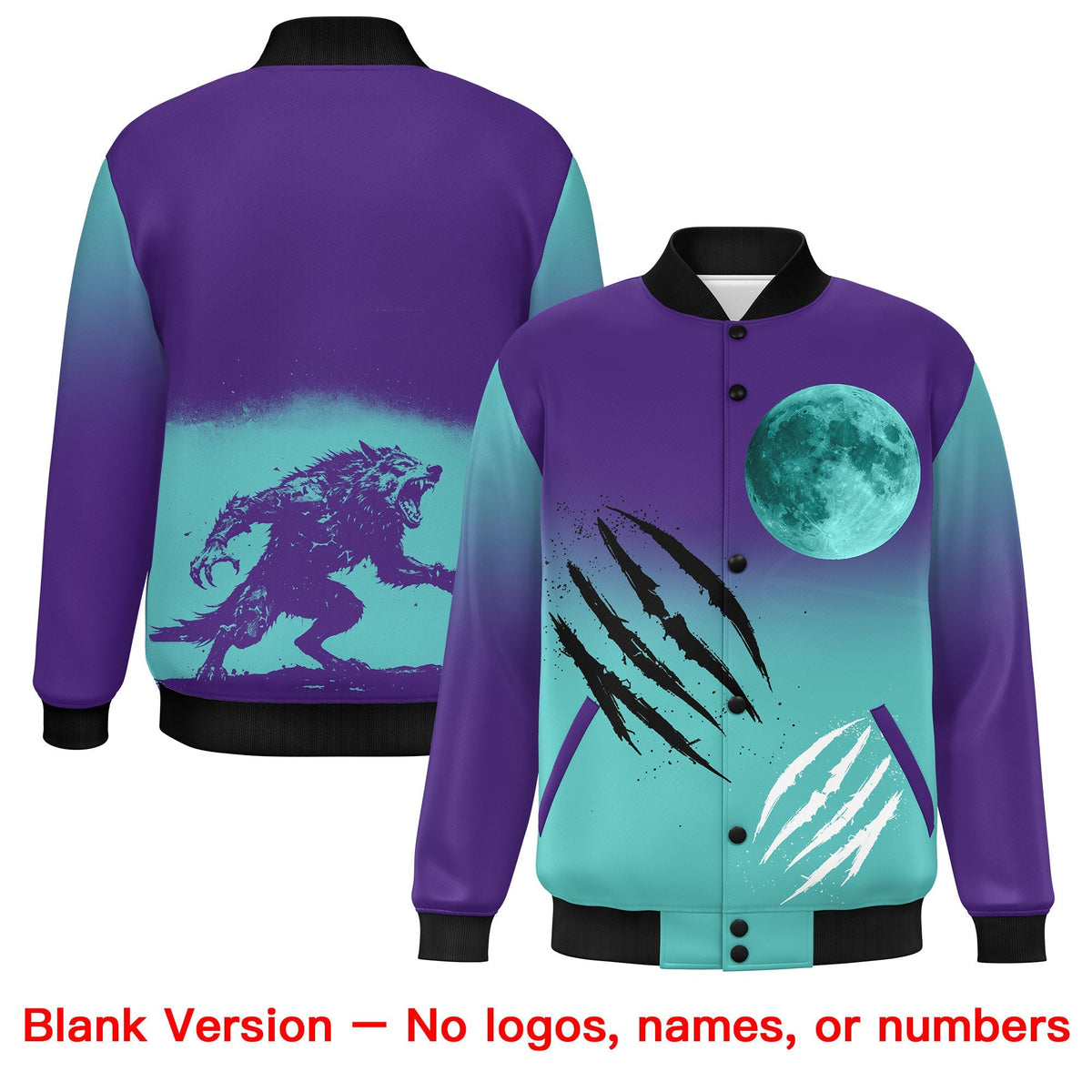 Custom Purple Teal Black skeleton Halloween Graffiti Pattern Moisture-Wicking Jacket| KXKSHOP