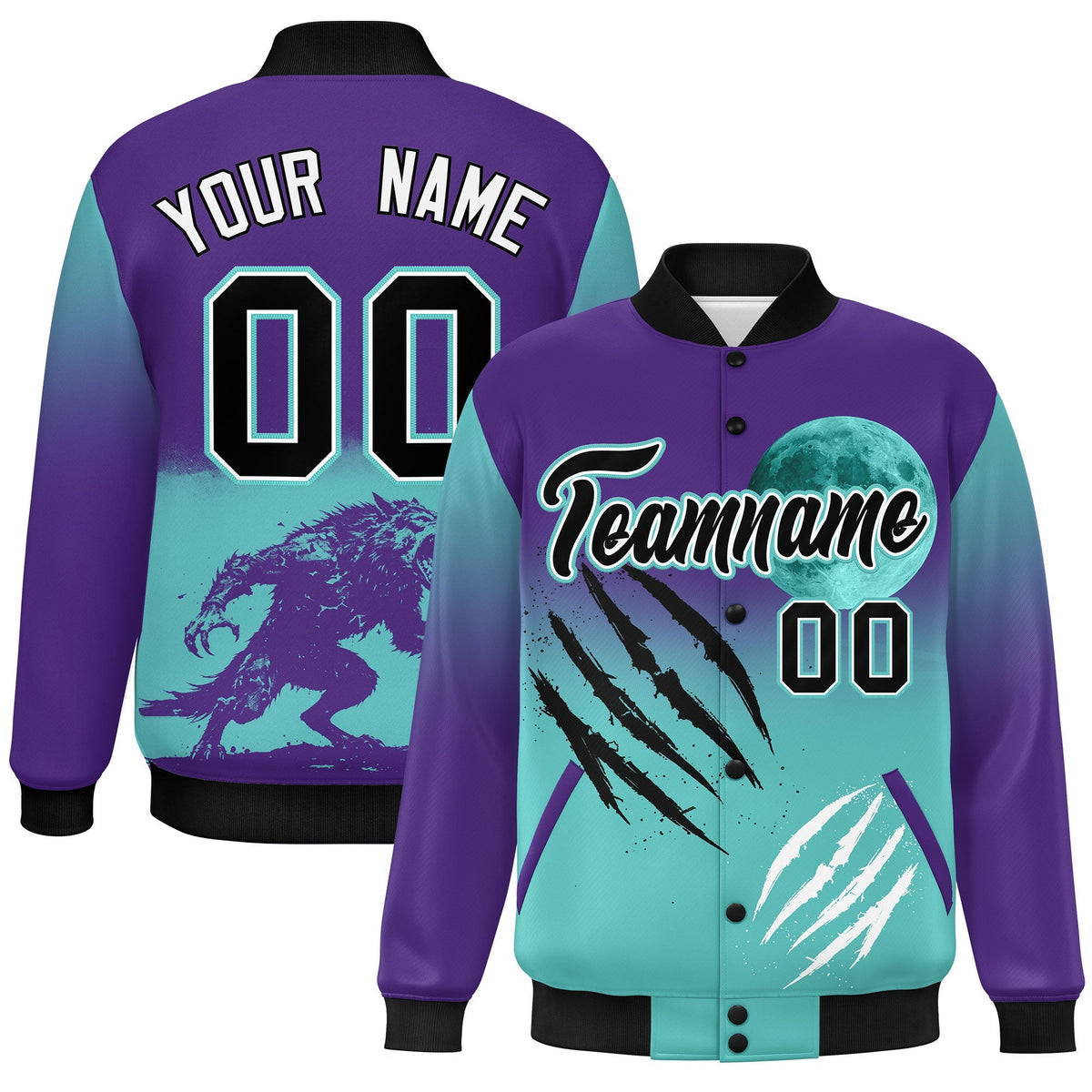 Custom Purple Teal Black skeleton Halloween Graffiti Pattern Moisture-Wicking Jacket| KXKSHOP