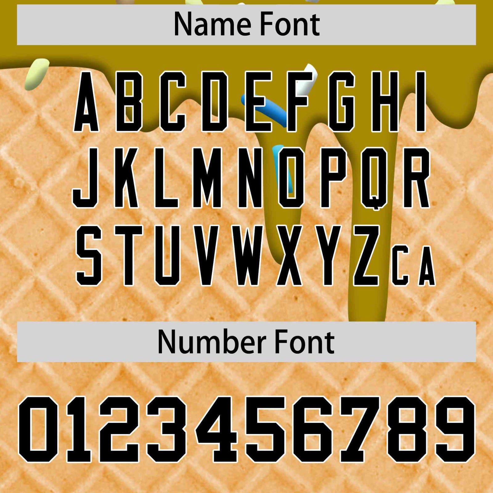 Custom Old Gold Ice Cream Cone Graffiti Pattern Full-Snap Varsity Letterman Jackets