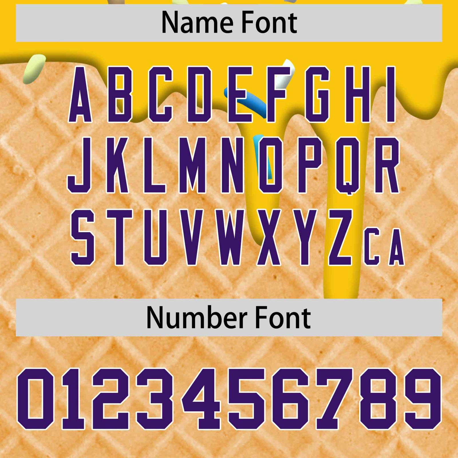 Custom Gold Ice Cream Cone Graffiti Pattern Full-Snap Varsity Letterman Jackets