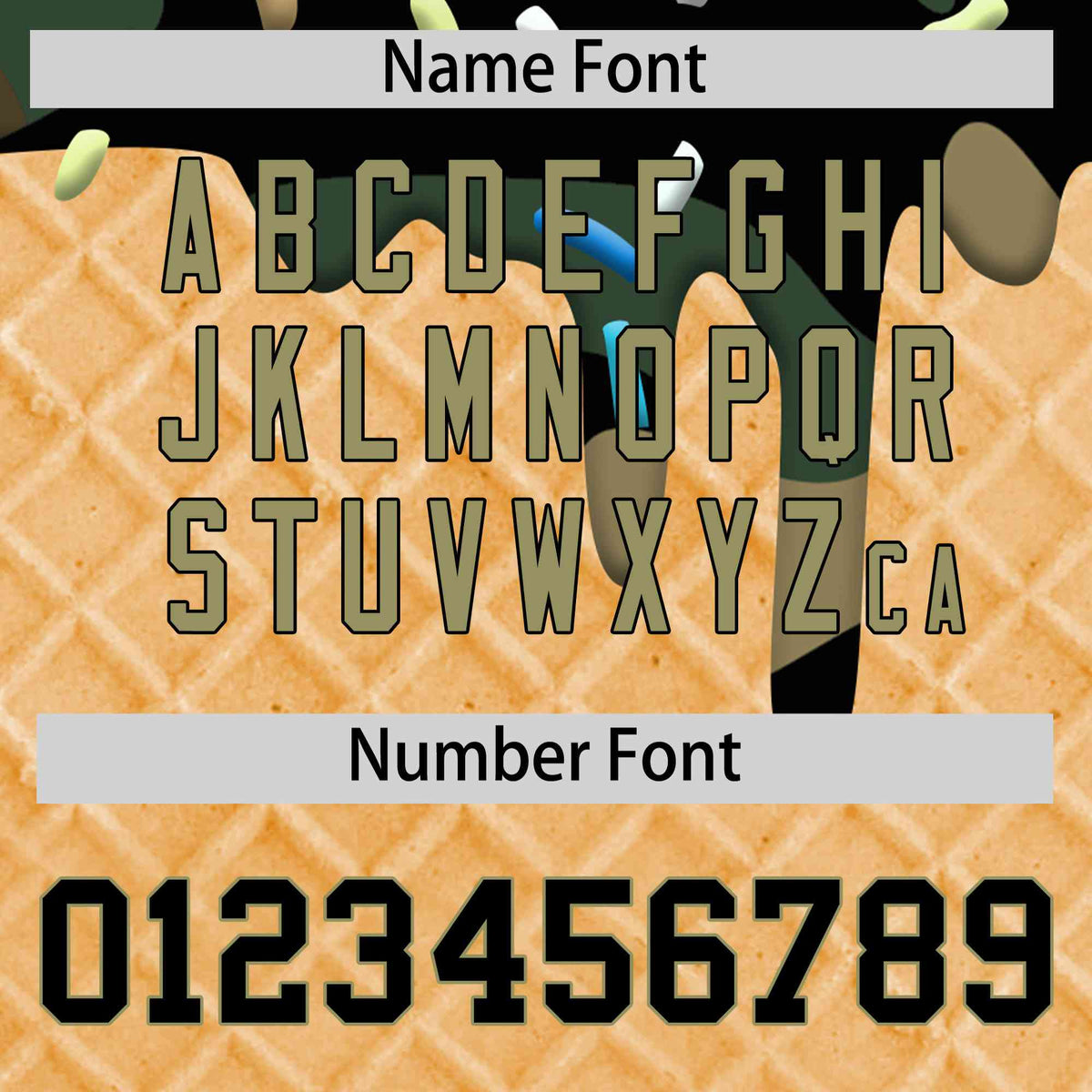 Custom Camo Ice Cream Cone Graffiti Pattern Full-Snap Varsity Letterman Jackets| KXKSHOP