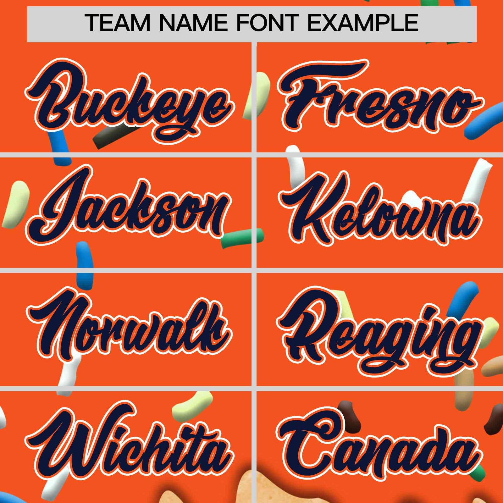 Custom Orange Ice Cream Cone Graffiti Pattern Full-Snap Varsity Letterman Jackets