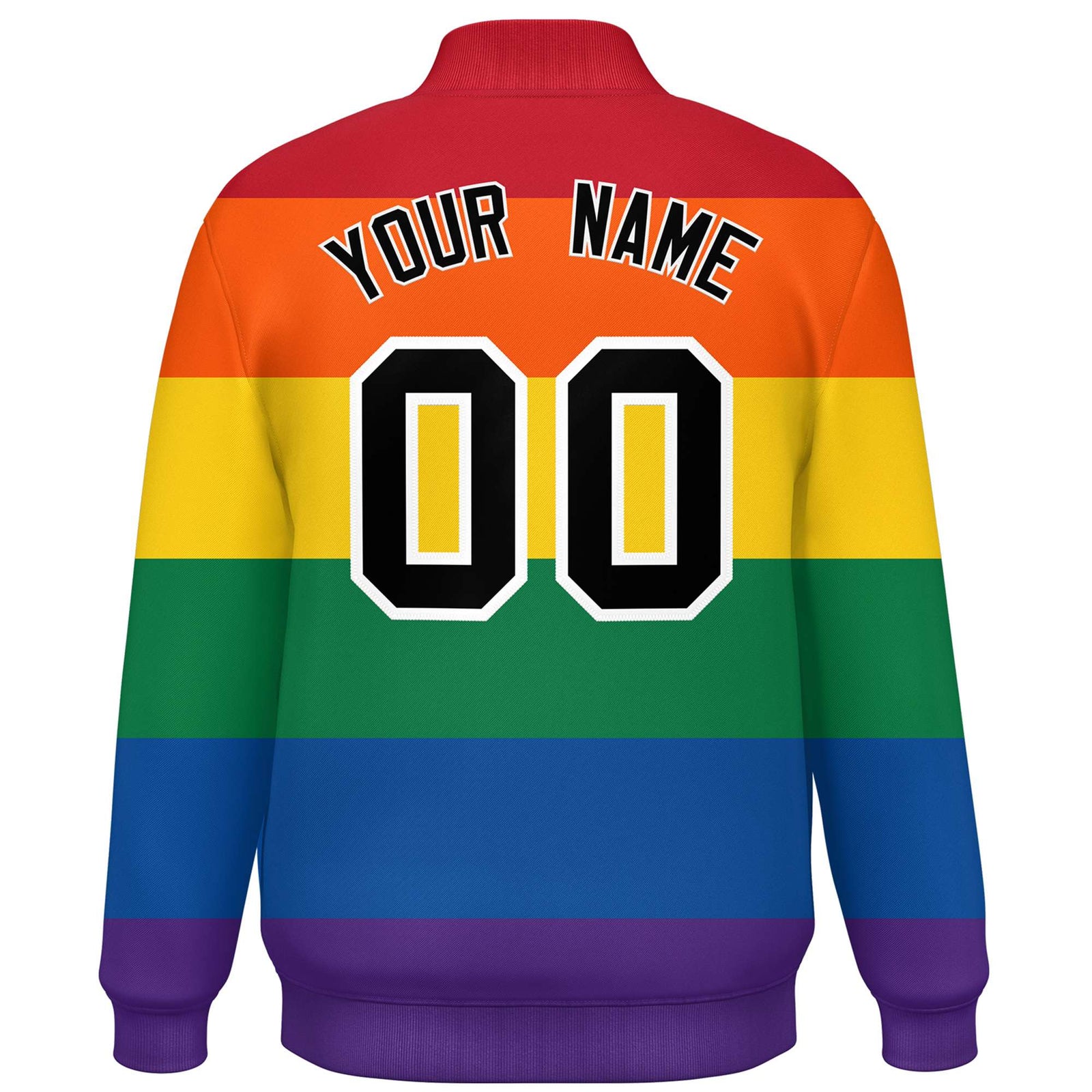 Custom LGBT Rainbow For Pride Month Full-Snap Color Block Letterman Baseball Jacket
