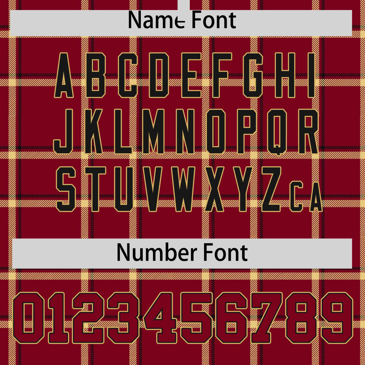 Custom Crimson Varsity Full-Snap Plaid Pattern Letterman Baseball Jacket