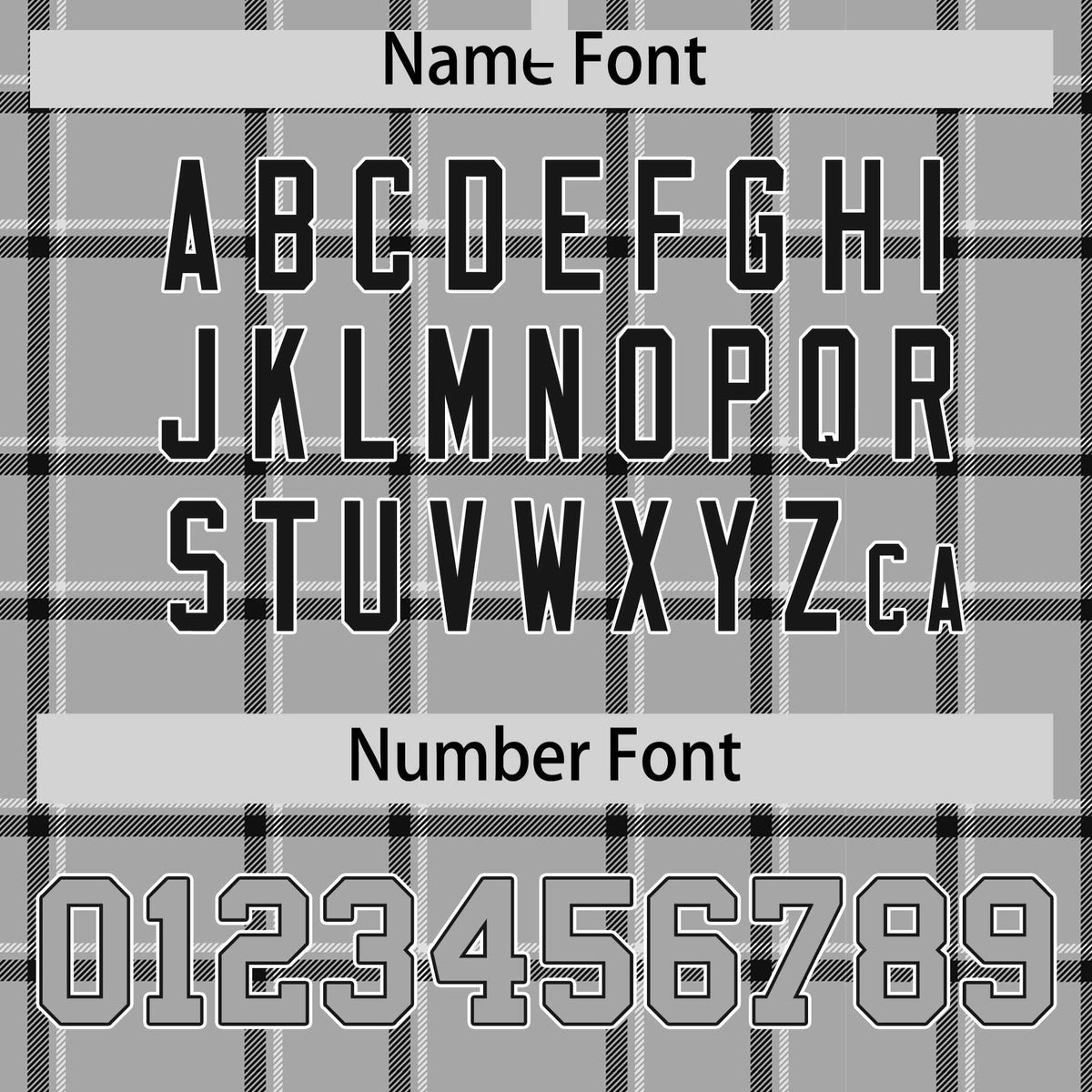 Custom Gray Black Varsity Full-Snap Plaid Pattern Letterman Baseball Jacket