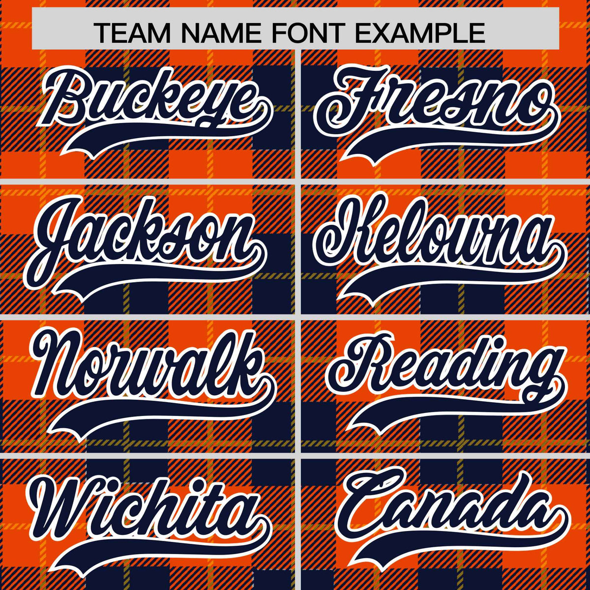 Custom Orange Navy-Gold Varsity Full-Snap Plaid Pattern Letterman Baseball Jacket