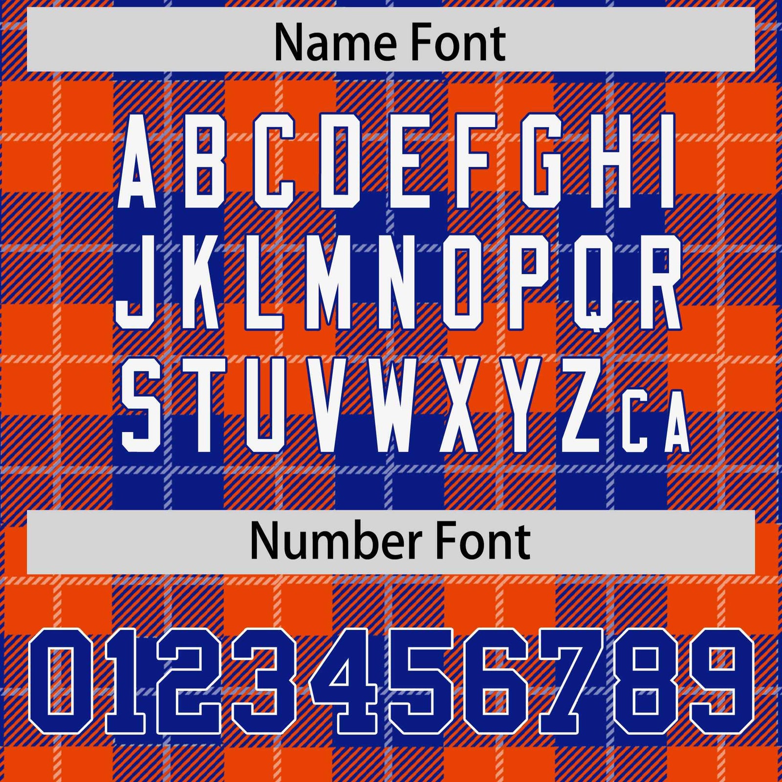 Custom Orange Royal-White Varsity Full-Snap Plaid Pattern Letterman Baseball Jacket