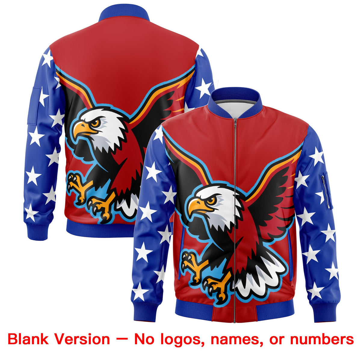 Custom Red Royal Blue White Independence Day Full Zip American Flag Wrinkle-Resistant Jacket| KXKSHOP