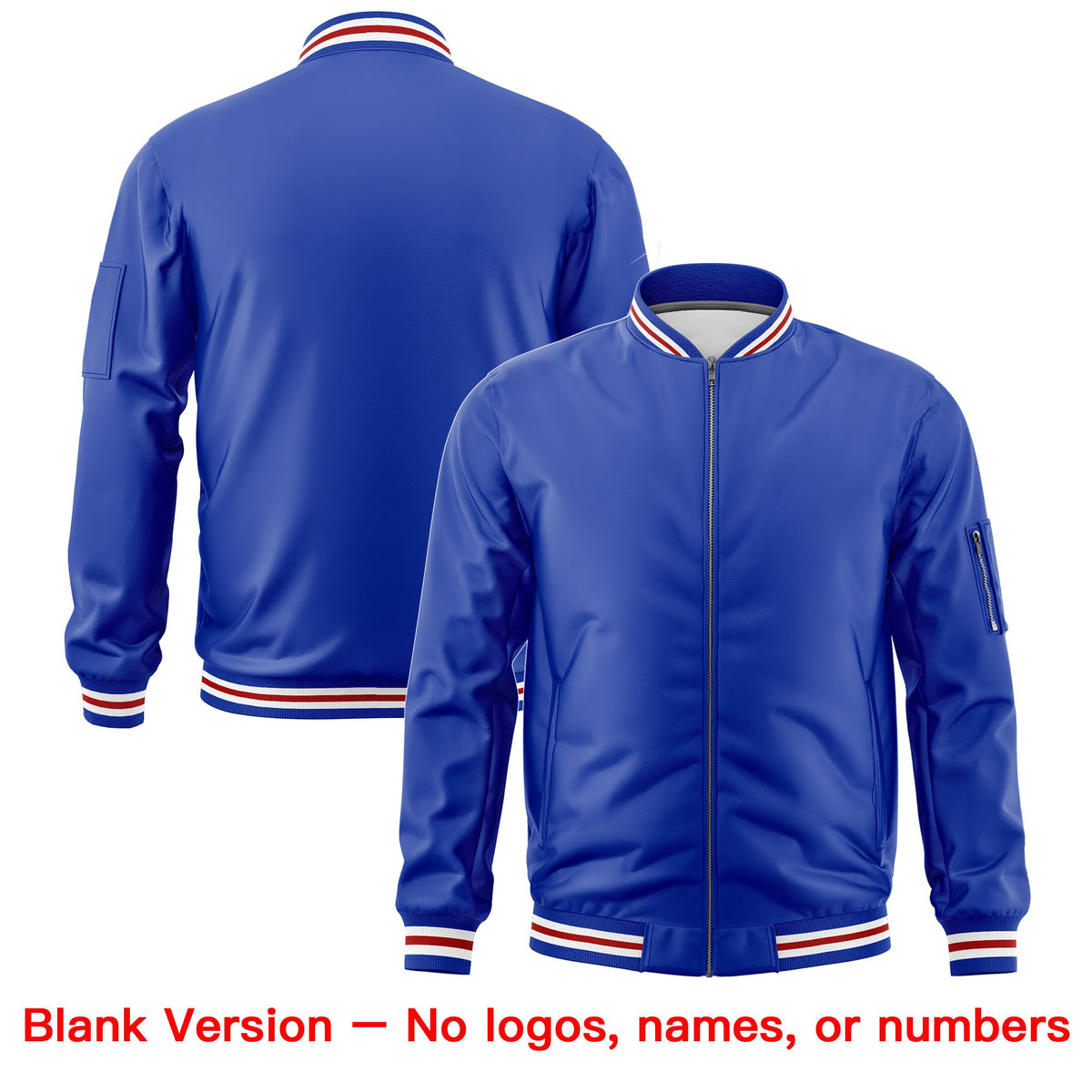 Custom Royal Blue White Red Independence Day Full Zip American Flag Wrinkle-Resistant Jacket| KXKSHOP