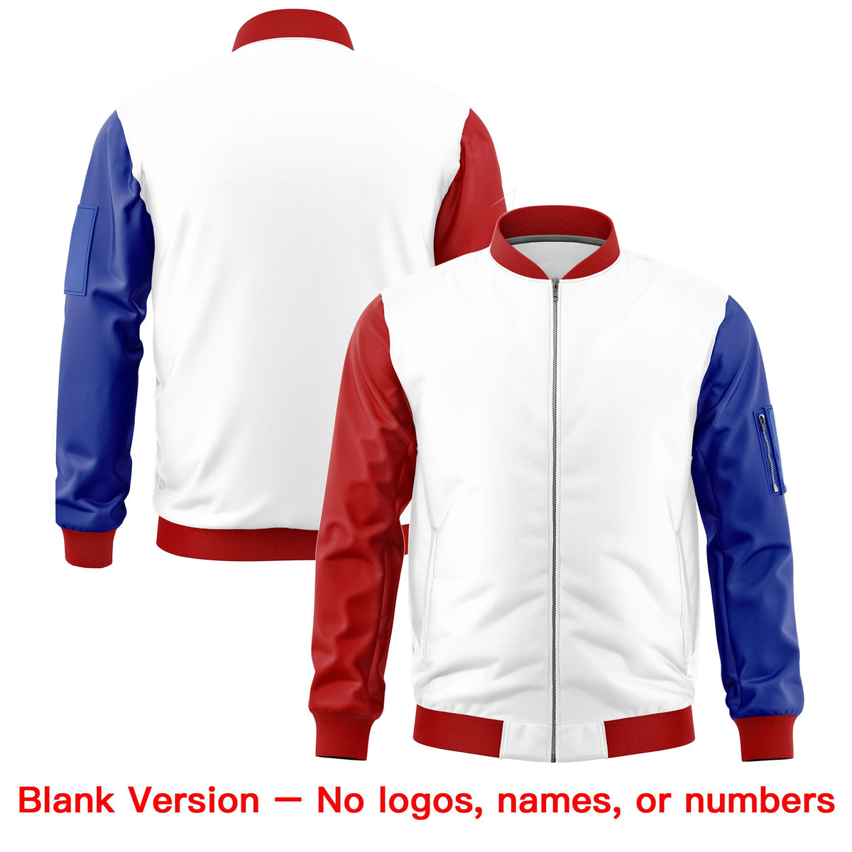 Custom White Red Royal Blue Independence Day Full Zip American Flag Wrinkle-Resistant Jacket| KXKSHOP