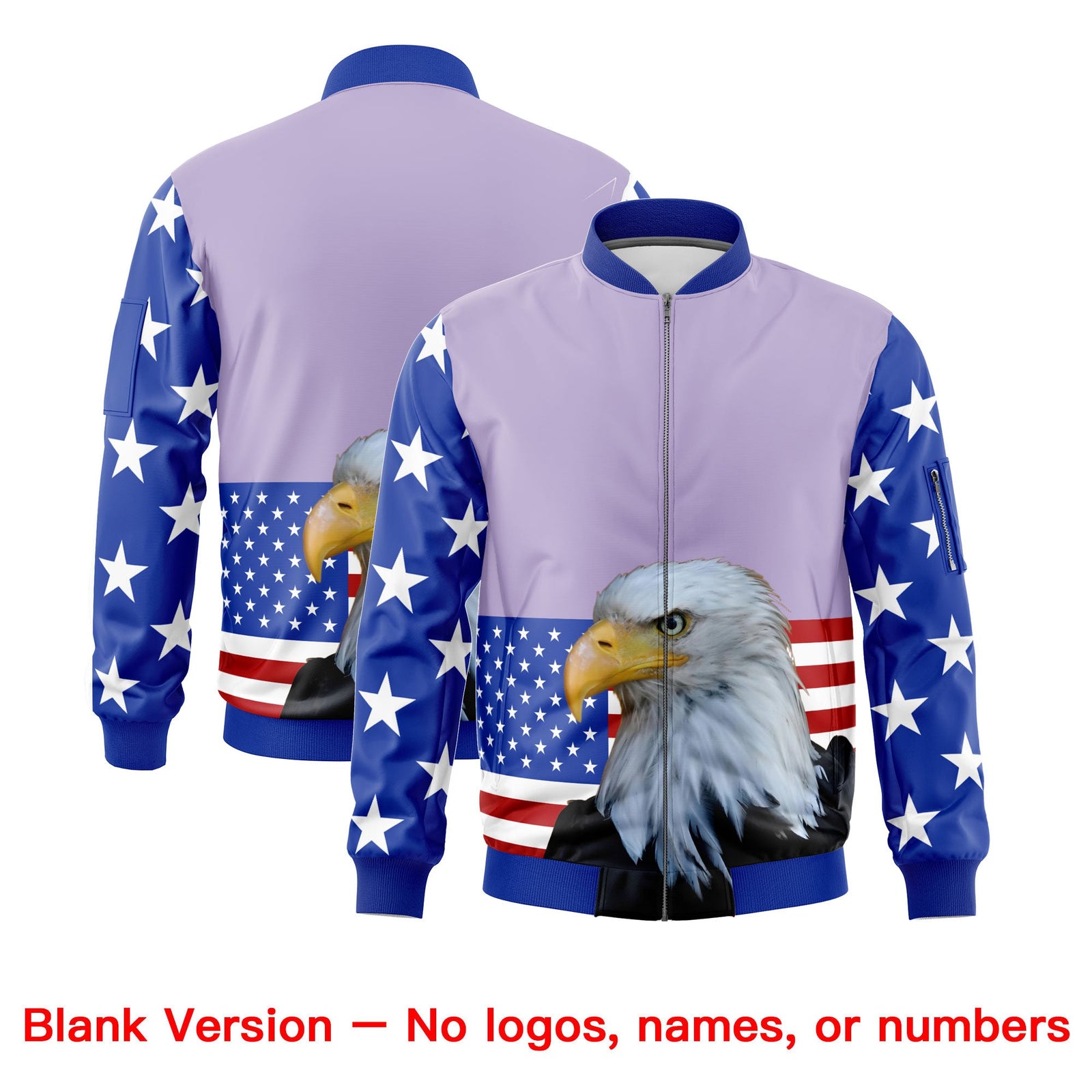 Custom Royal Blue White Red Independence Day Full Zip American Flag Wrinkle-Resistant Jacket| KXKSHOP