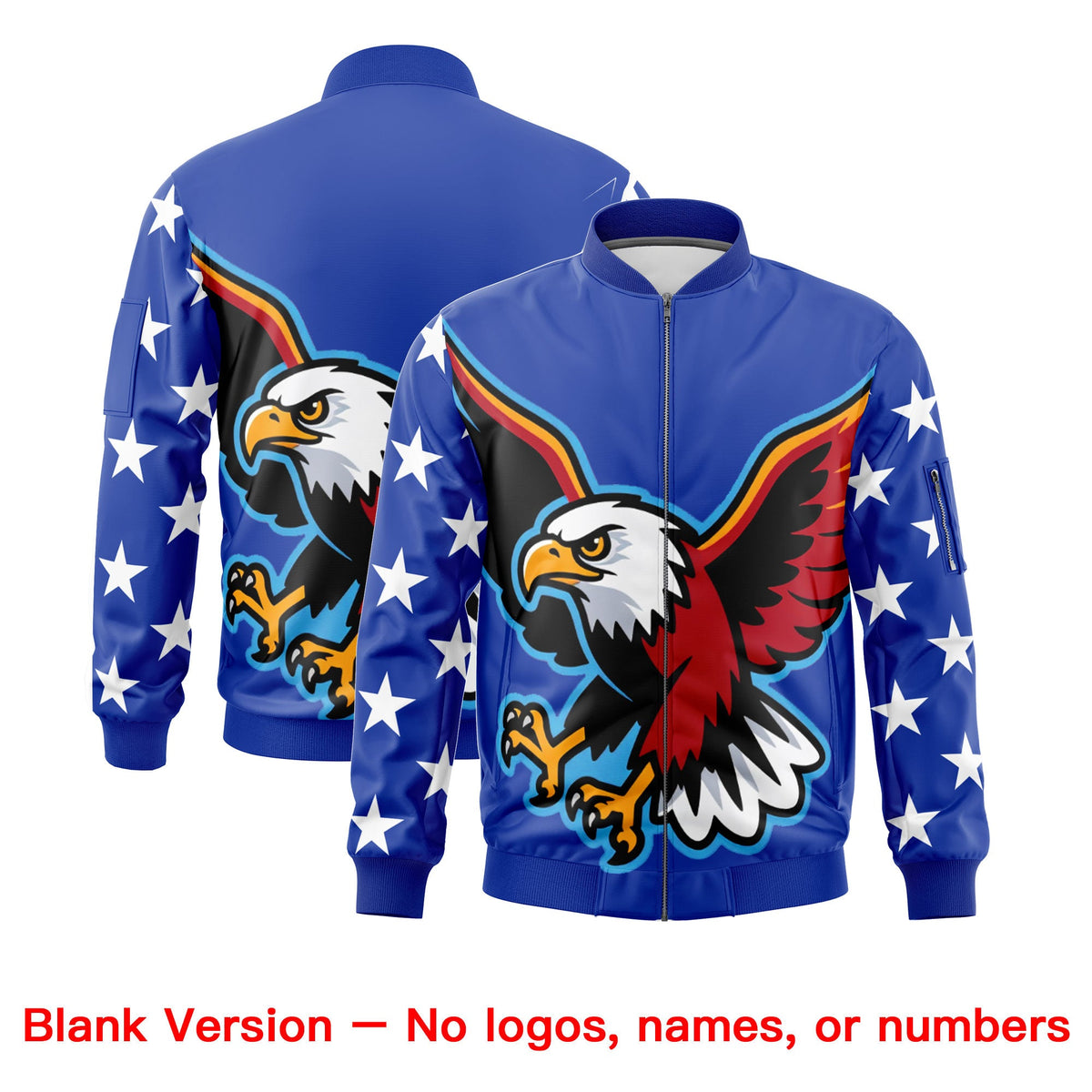 Custom Royal Blue White Red Independence Day Full Zip American Flag Wrinkle-Resistant Jacket| KXKSHOP