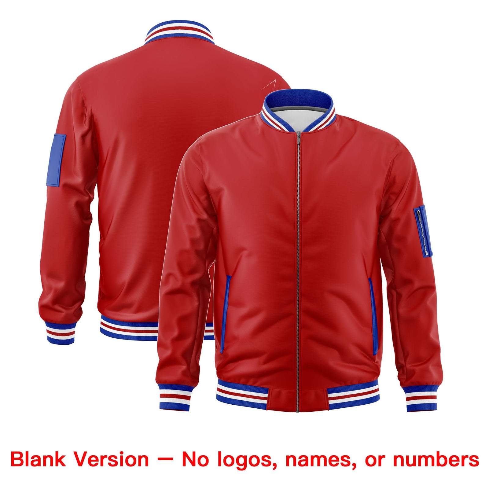 Custom Red Royal Blue White Independence Day Full Zip American Flag Wrinkle-Resistant Jacket| KXKSHOP